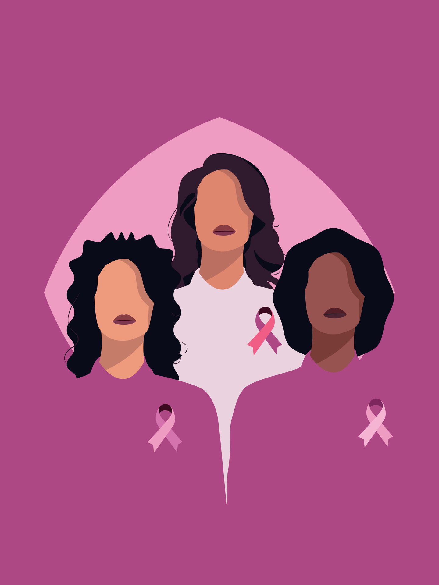 Breast cancer awareness banner illustration. a faceless woman with a pink ribbon Free Vector