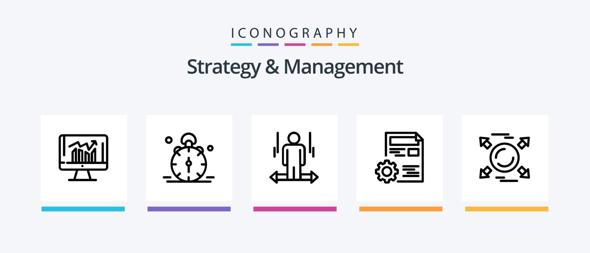 Strategy And Management Line 5 Icon Pack Including seo. setting. sucess. right. arrow. Creative Icons Design Stock Free