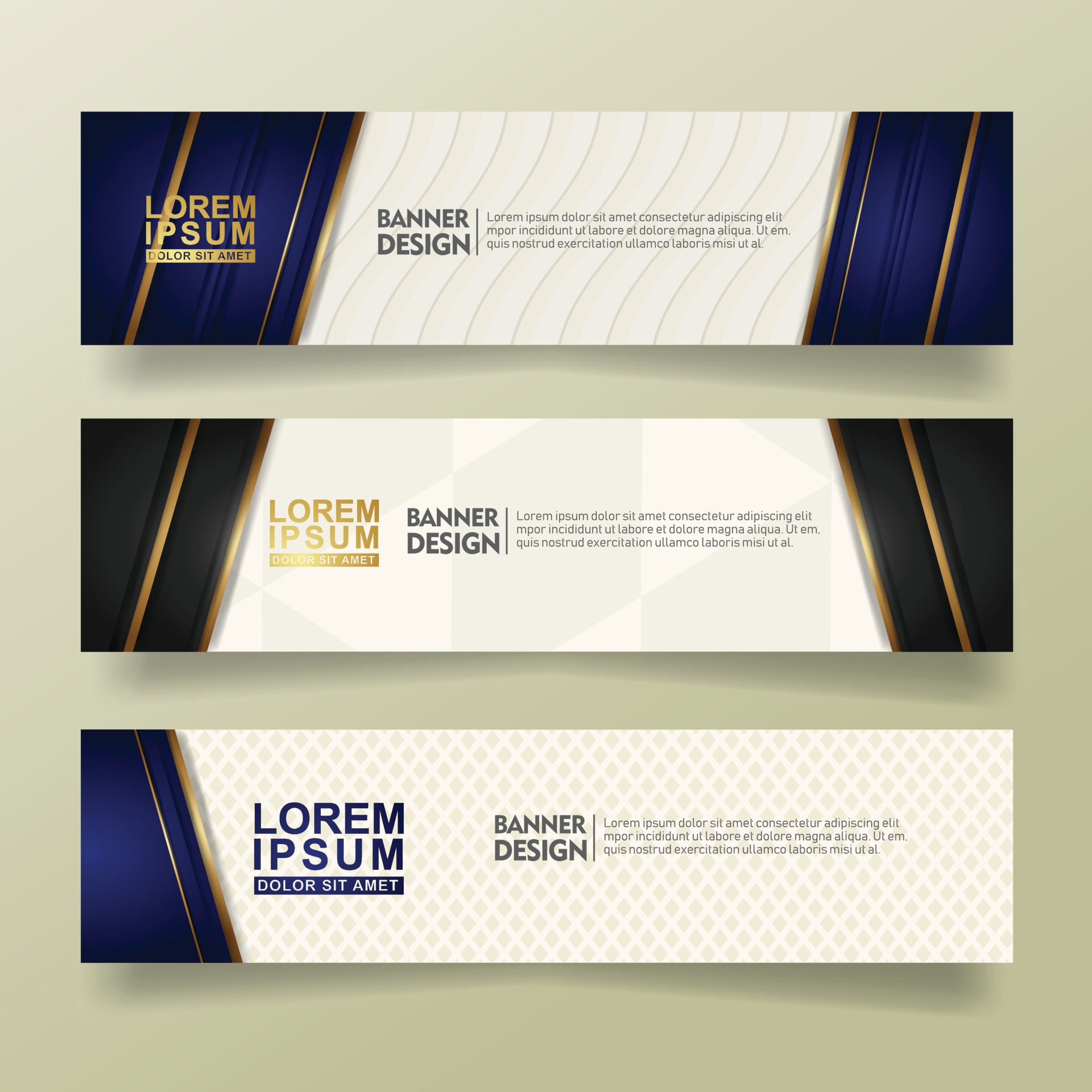 set abstract banner template design with luxury and elegant lines shape ornate on modern pattern background Free Vector