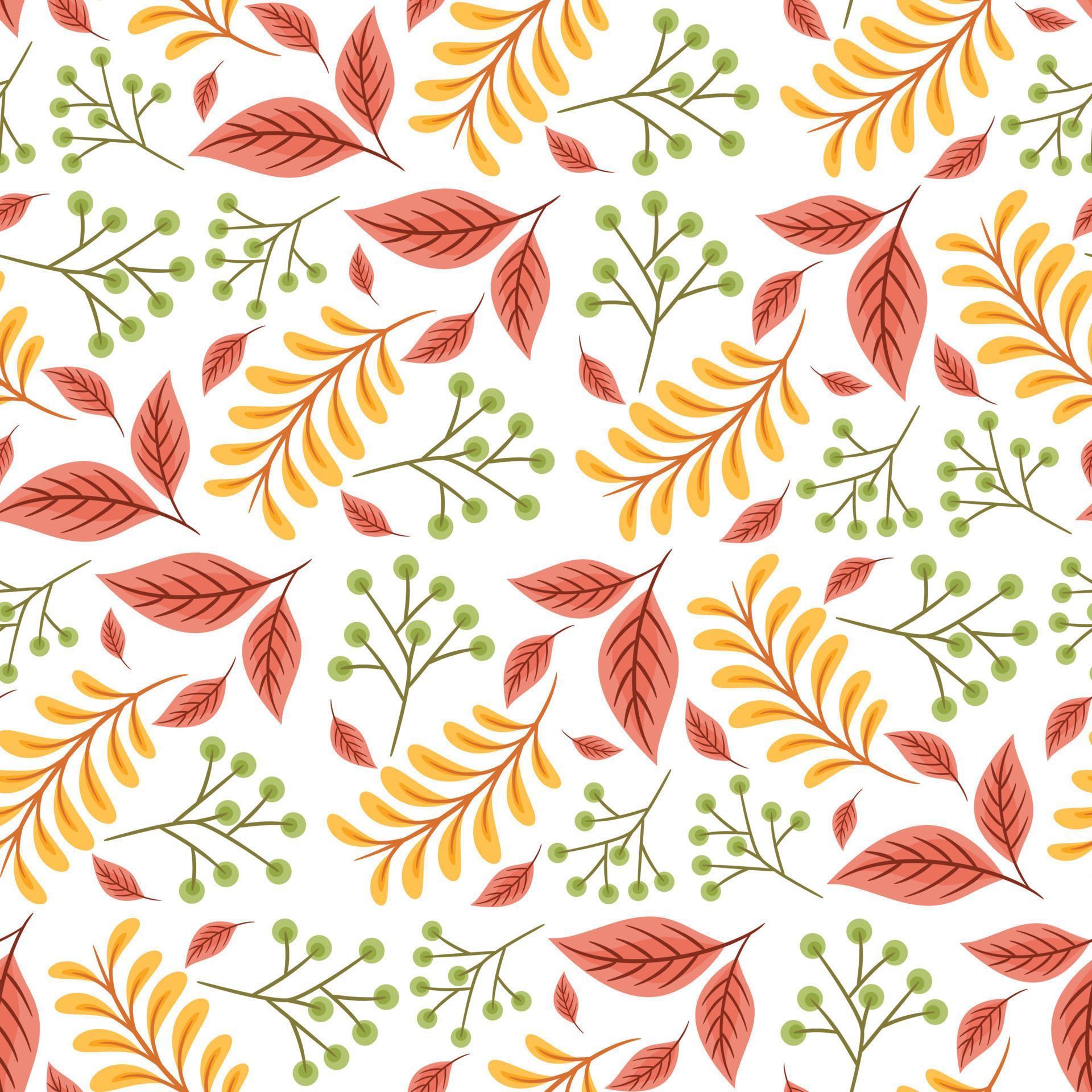 Abstract Floral Seamless Pattern With Autumn Leaves Stock Free