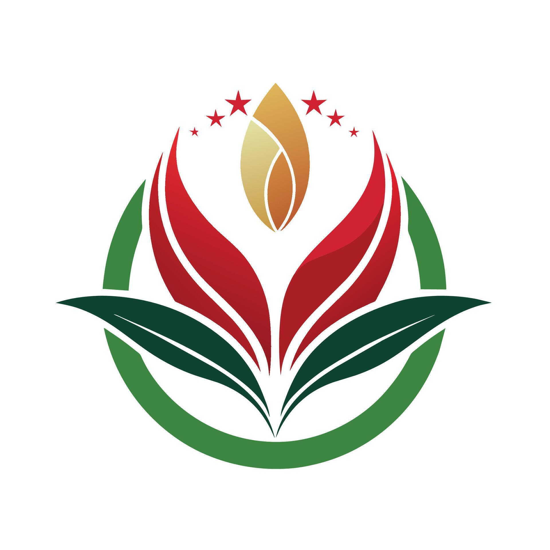 
									A red and green flower adorned with stars against a white background, Create an elegant and understated logo for a non-profit event organizer Stock Free