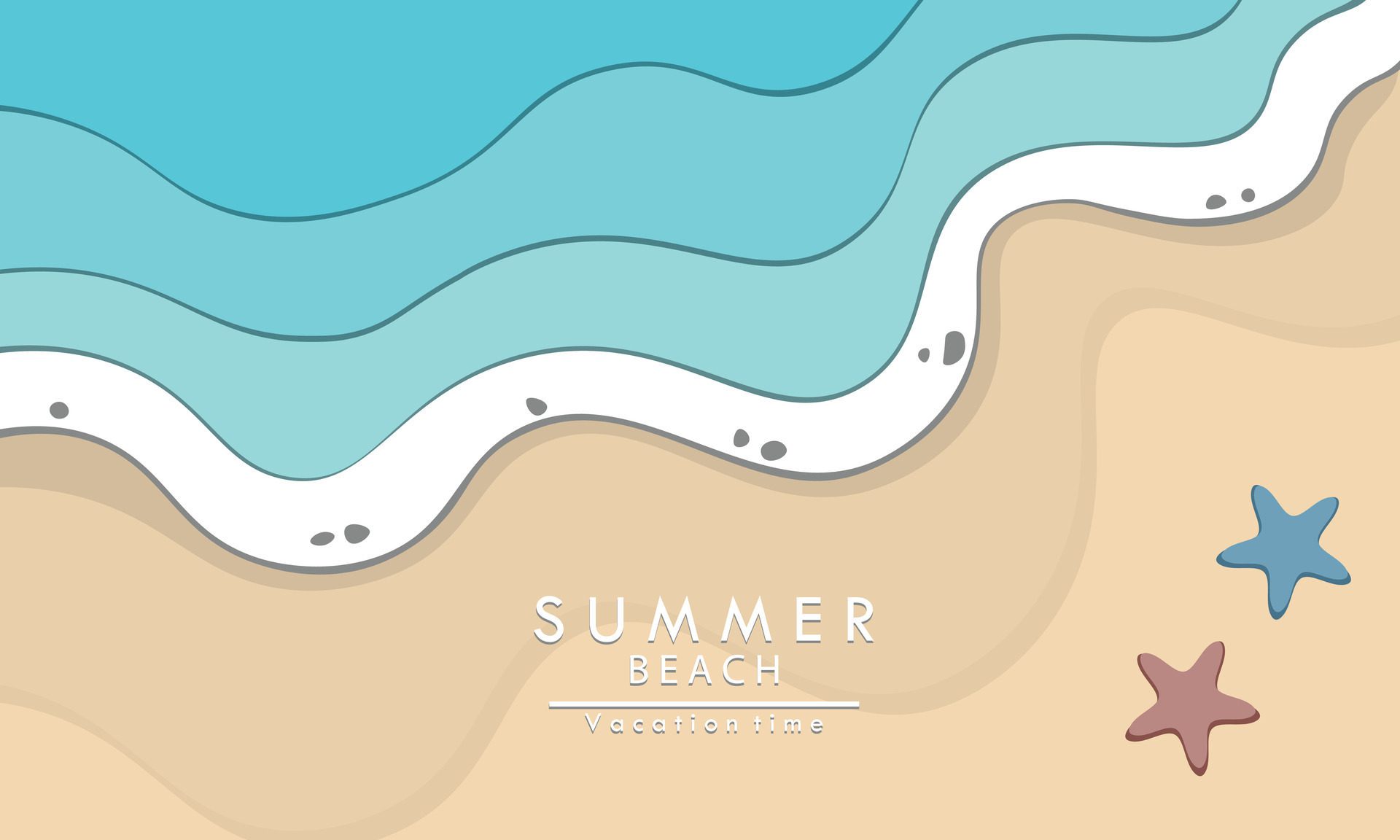 Surf and sea waves paper cut banner Free Vector