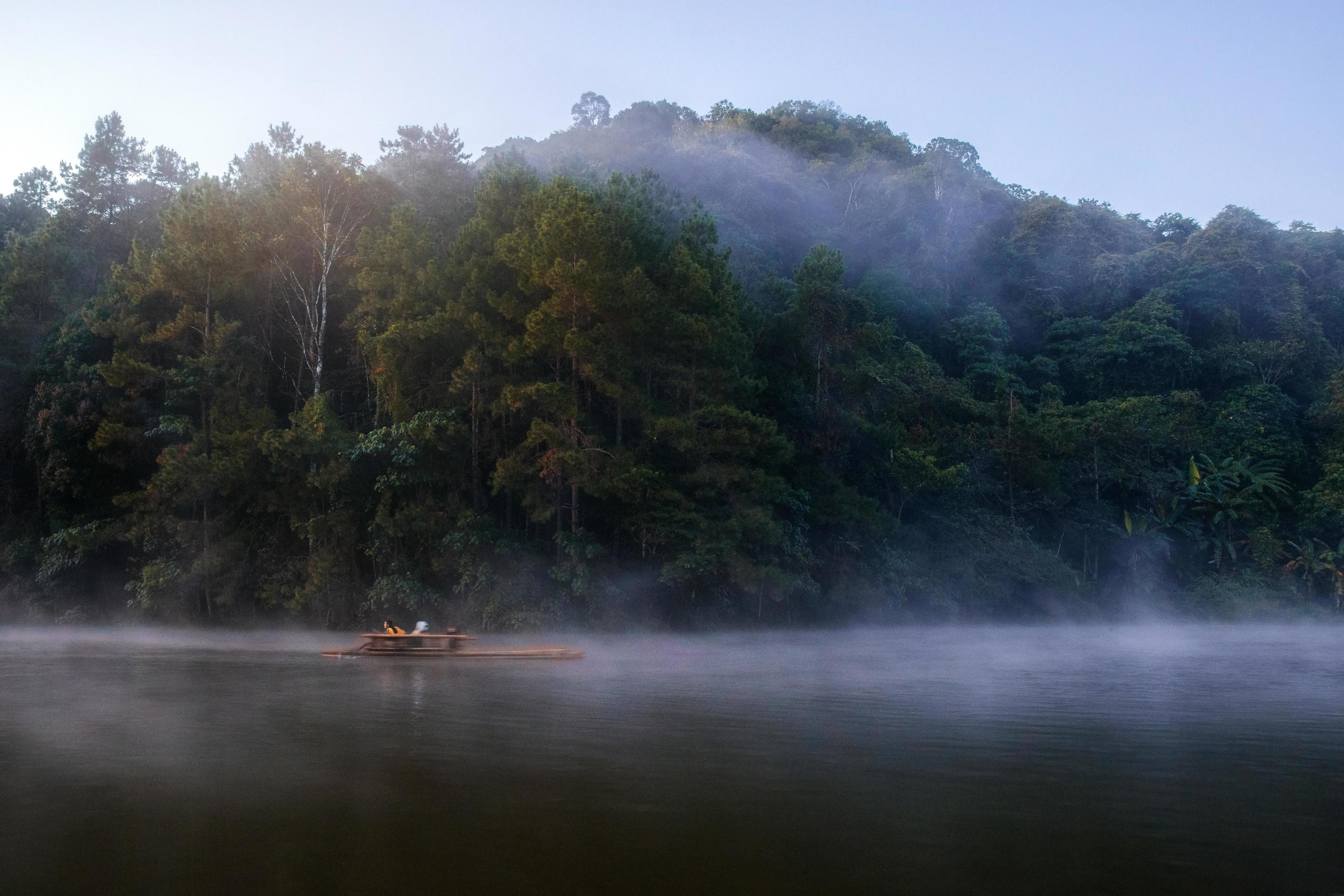 Pang oung reservoir at morning. Stock Free