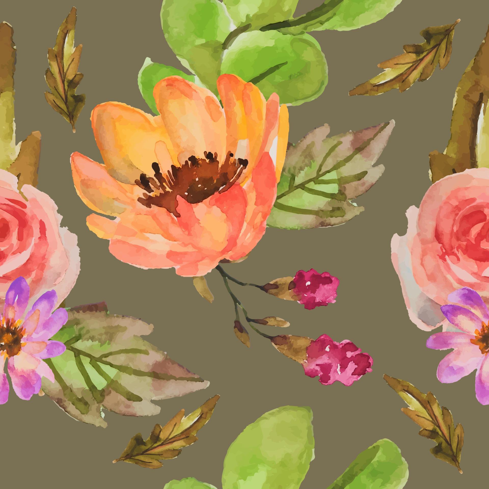 watercolor flower seamless pattern fabric Stock Free