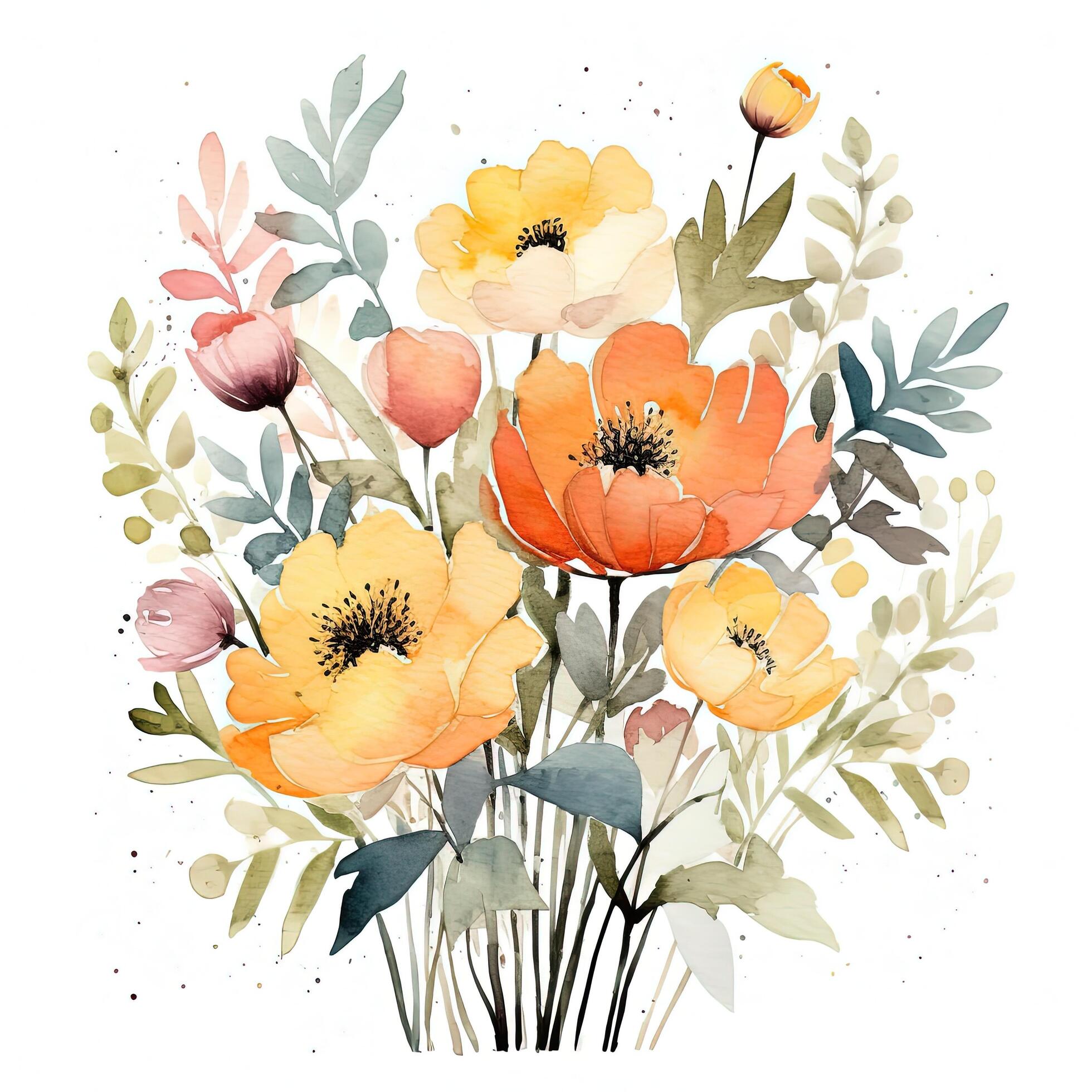 Watercolor flower bouquet. Illustration Stock Free