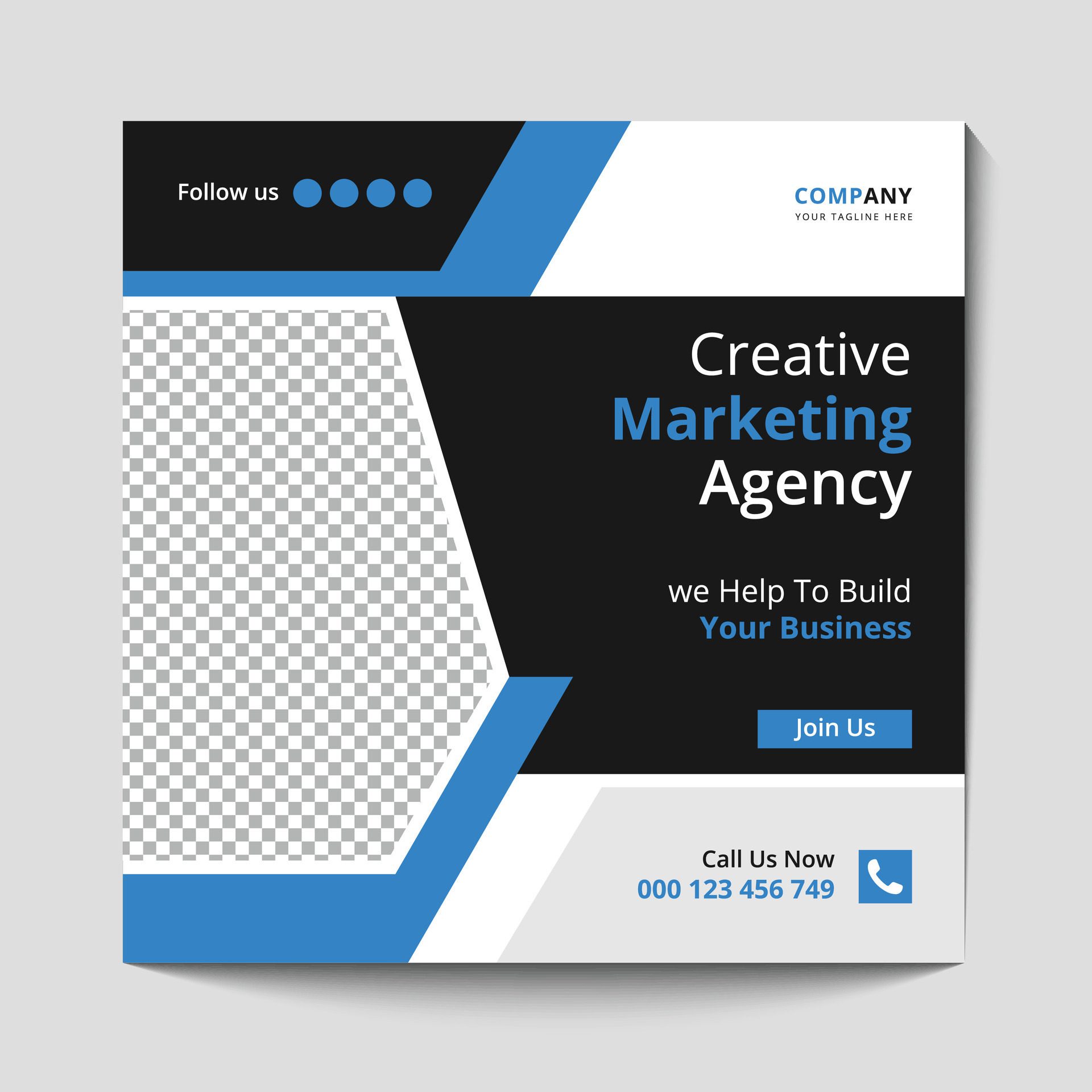 Marketing Agency Social Media Post, Digital Marketing Web Banner, Corporate Square Flyer Template banner Free Vector