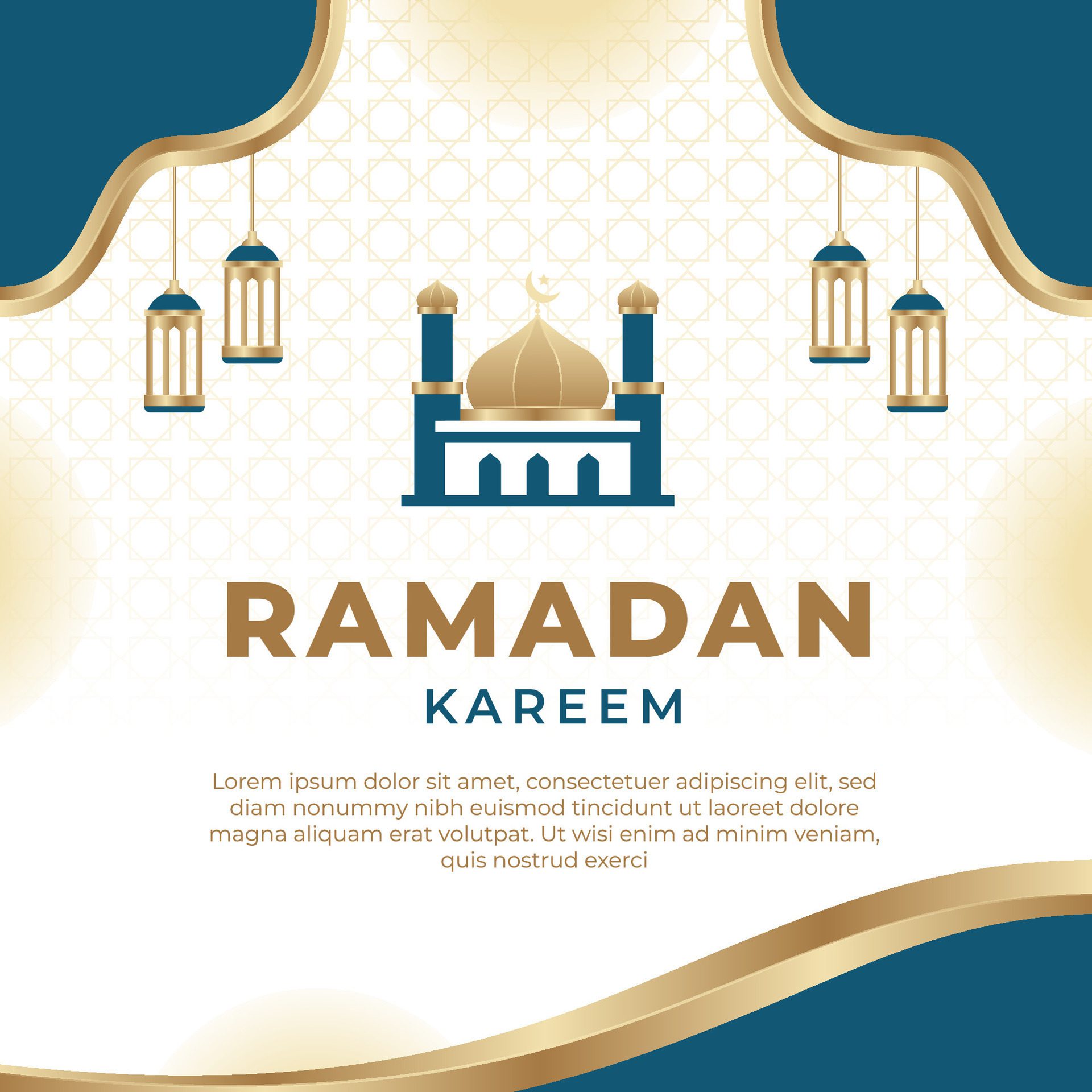 Ramadan Kareem Islamic banner background Free Vector