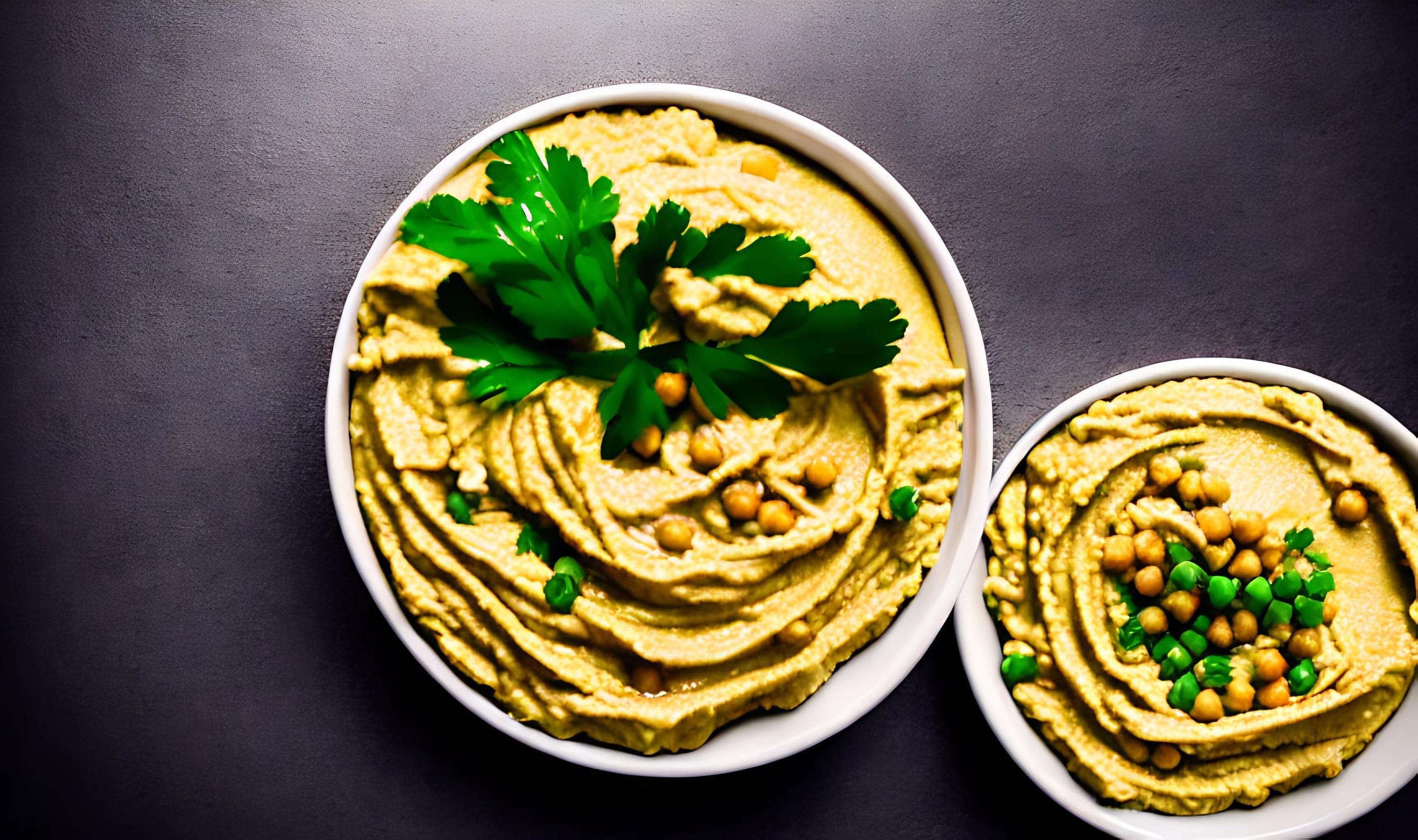 Healthy food. Traditional freshly made organic hummus. Stock Free