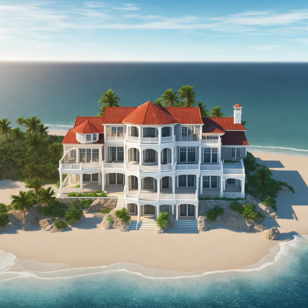 A coastal mansion on by @ai_generated