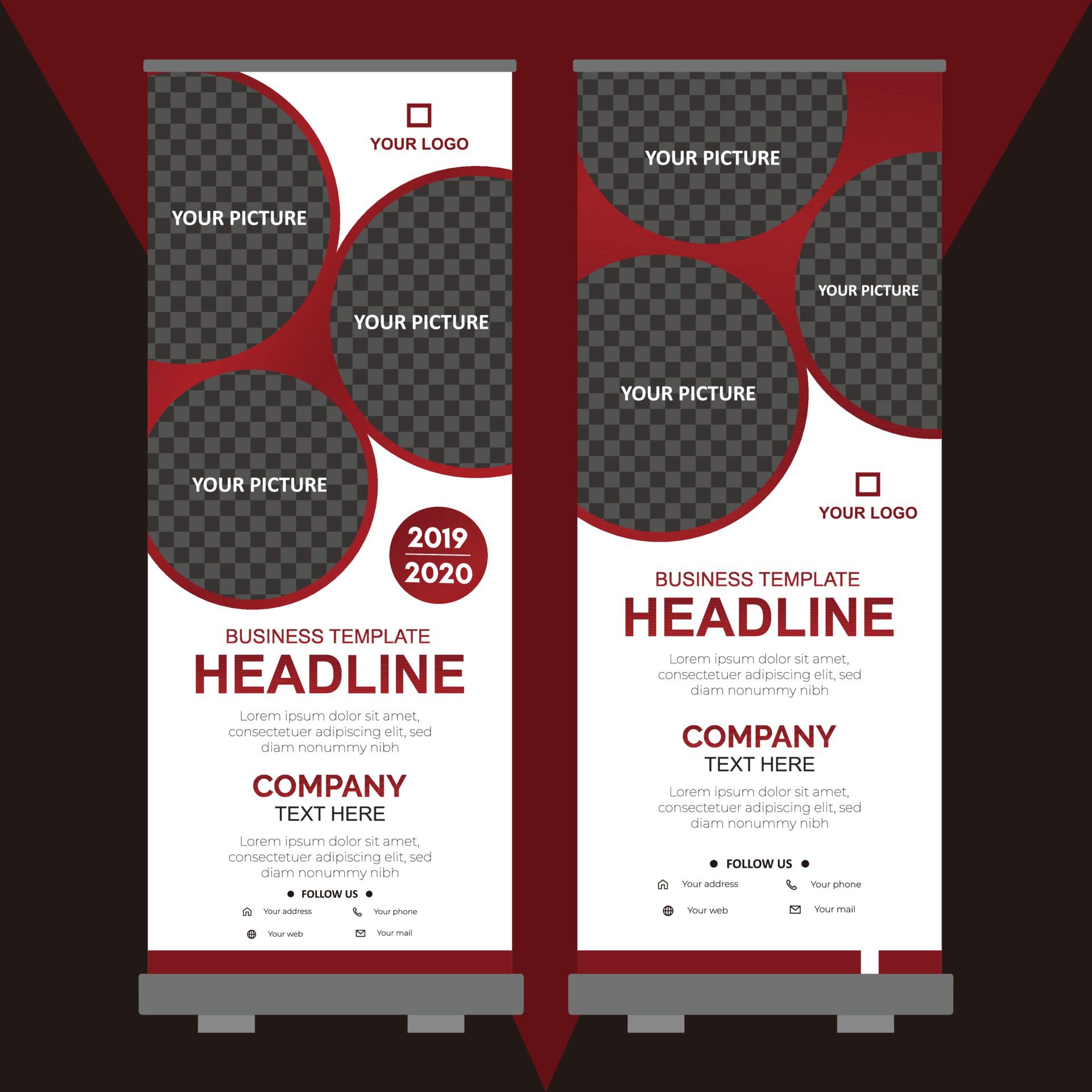 Roll up banner design template Free Vector