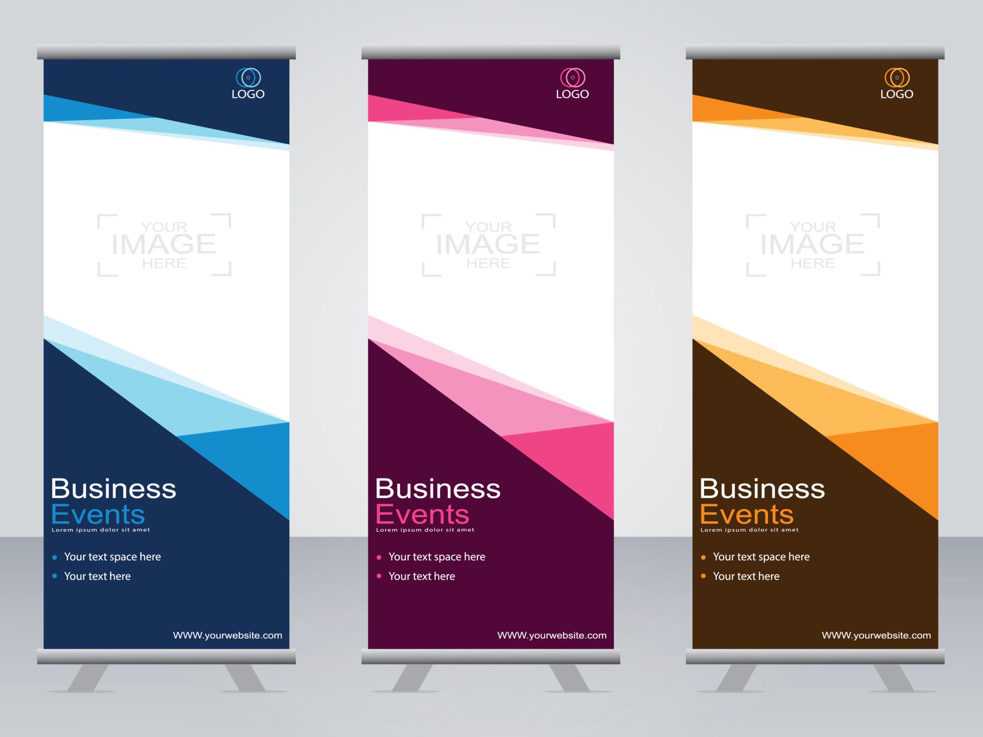 Business banner roll up set standee banner template. Free Vector