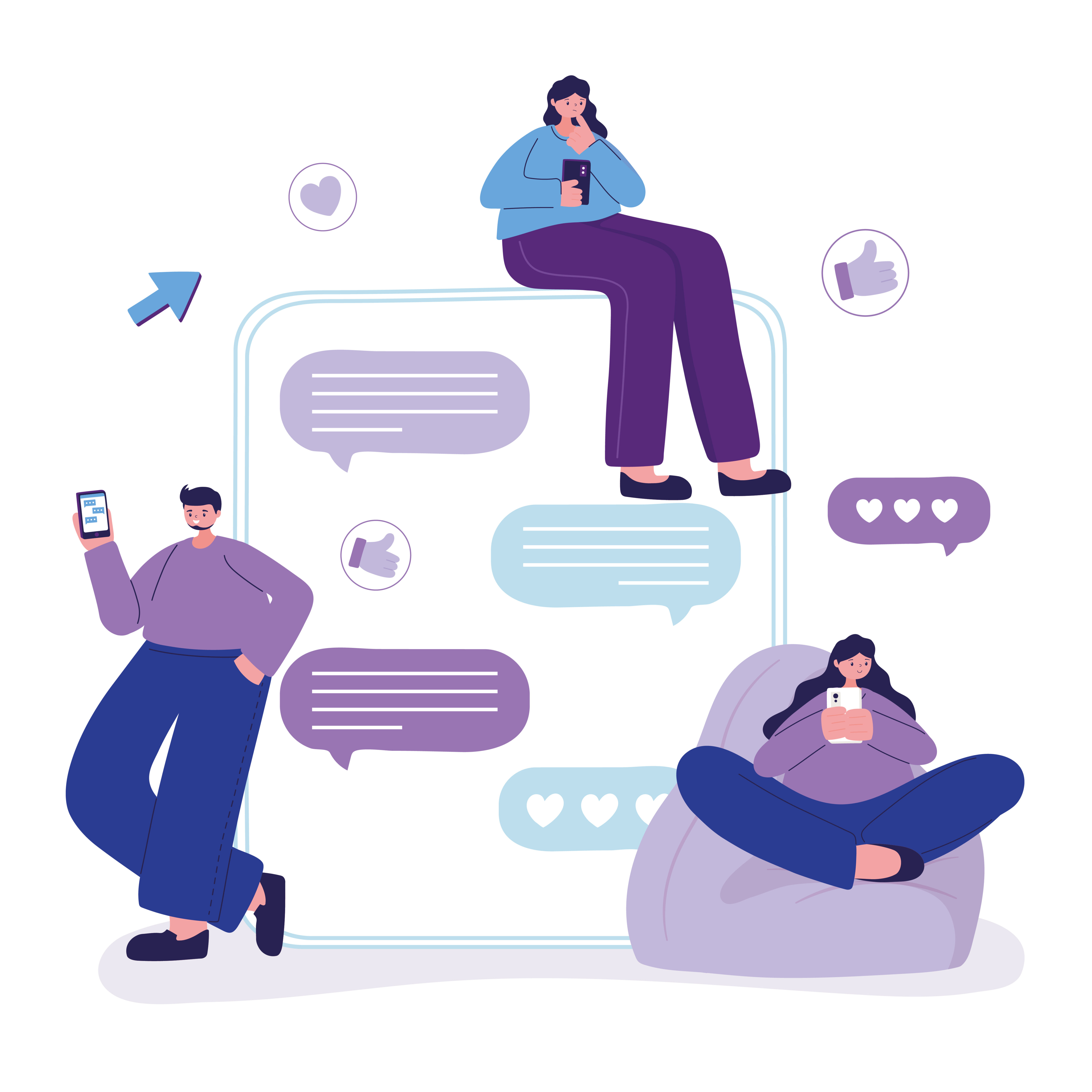 people using smartphone speech bubble talk and chatting Free Vector