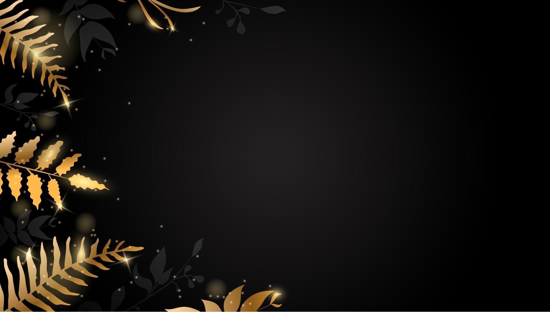 Gold leaf. Golden flower on dark background. Vector design for brochure, card, cover. Stock Free