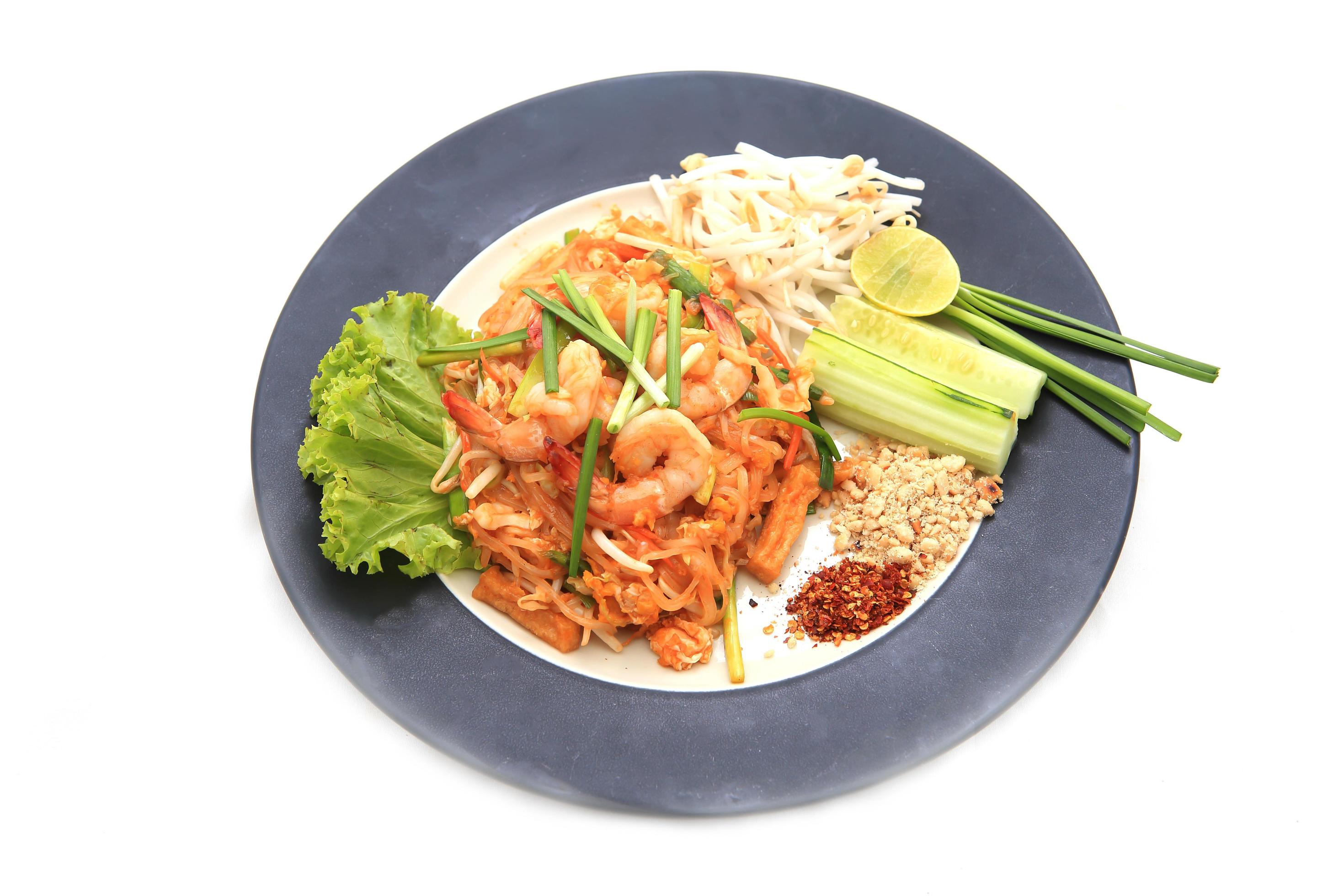 Thai food Pad thai , Stir fry noodles with shrimp Stock Free