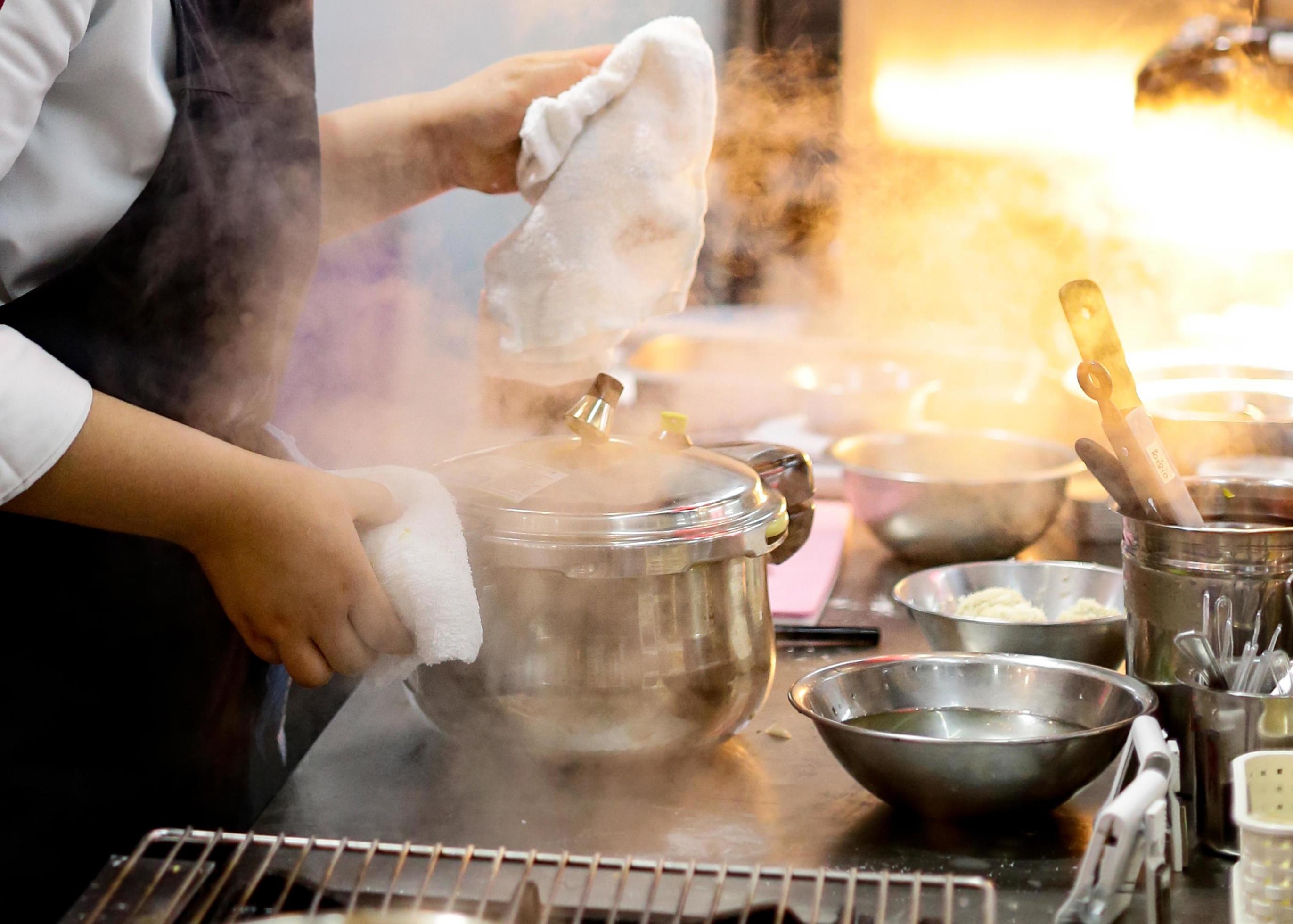 Chef preparing food, meal, in the kitchen, chef cooking Stock Free