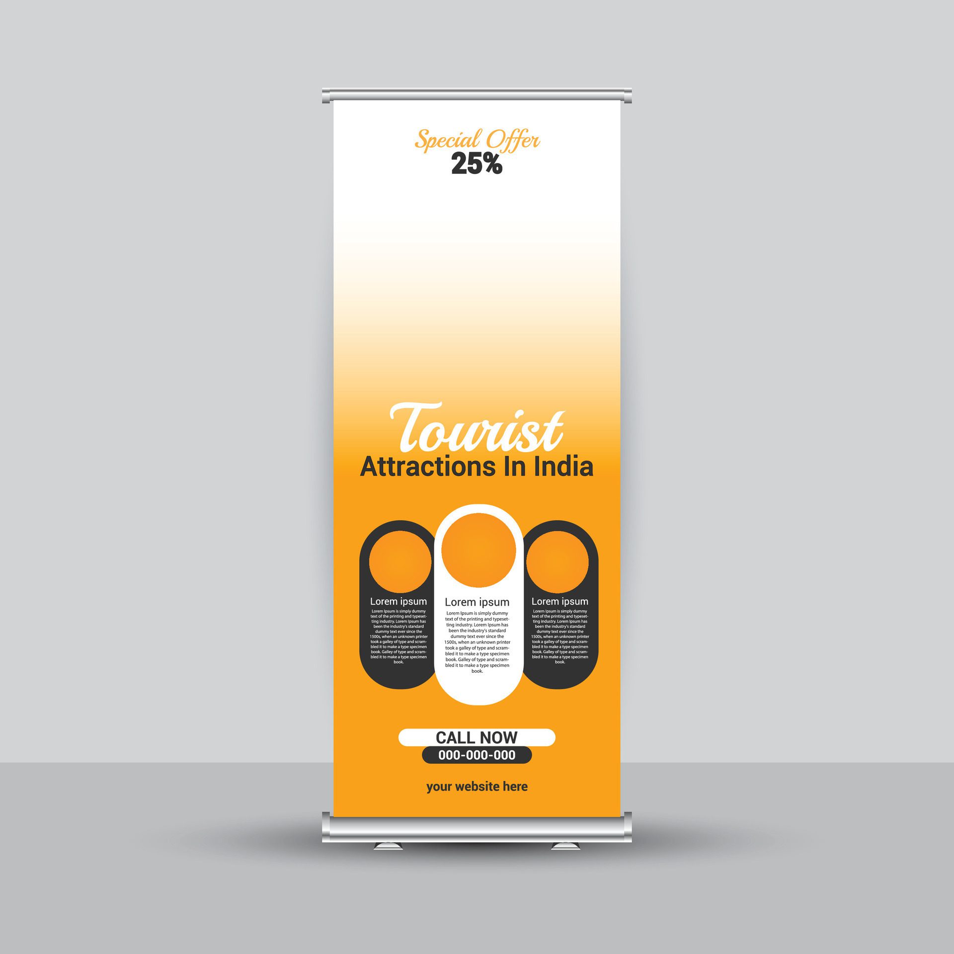 Modern standee rollup presentation banner template design Free Vector