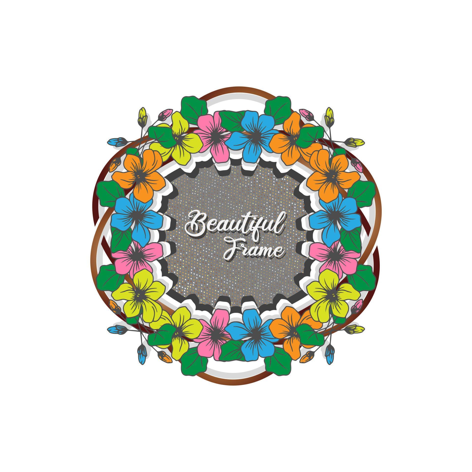 decorative frame with shiny dots texture, colorful leaf and flower design Stock Free