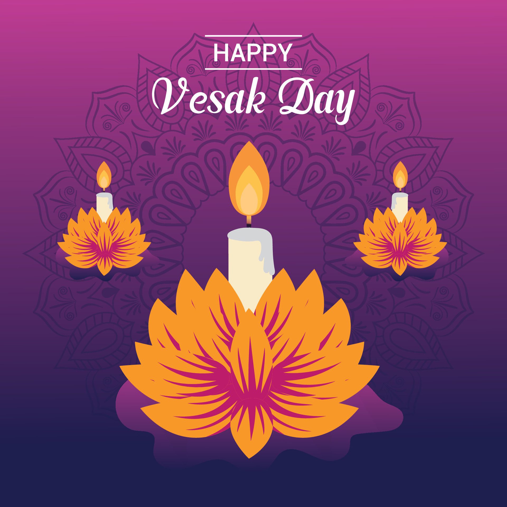 Flat vesak day illustration festival celebration social media post and vesak day Banner Free Vector