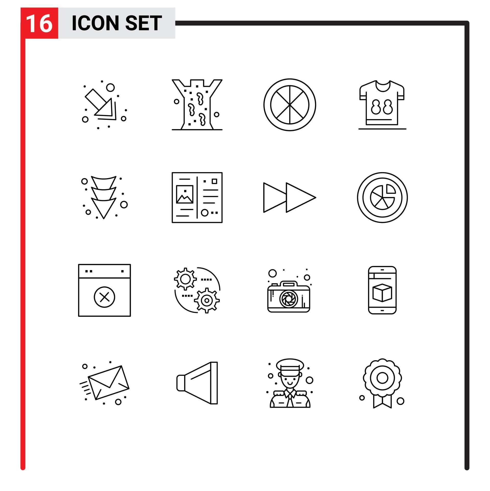 Pack of 16 Modern Outlines Signs and Symbols for Web Print Media such as arrow soccer door shirts football Editable Vector Design Elements Stock Free