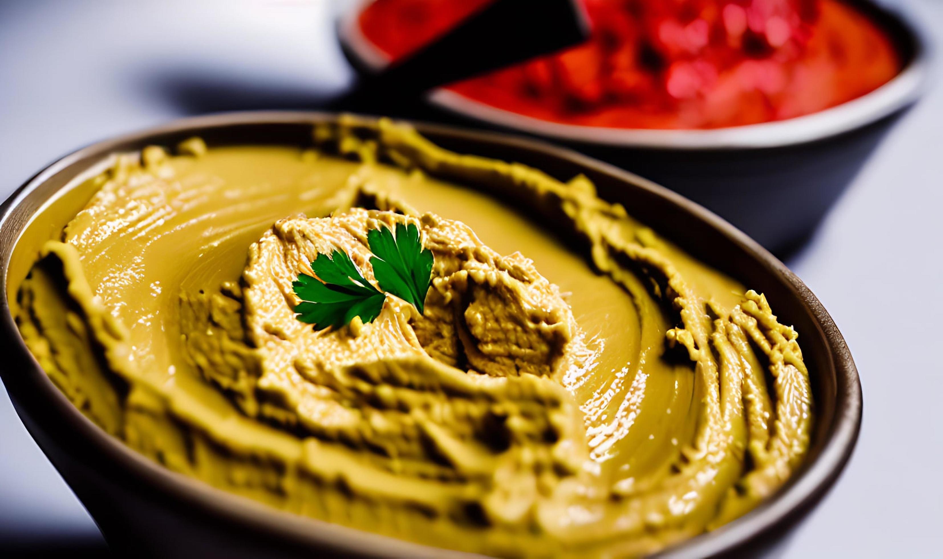 Healthy food. Traditional freshly made organic hummus. Stock Free