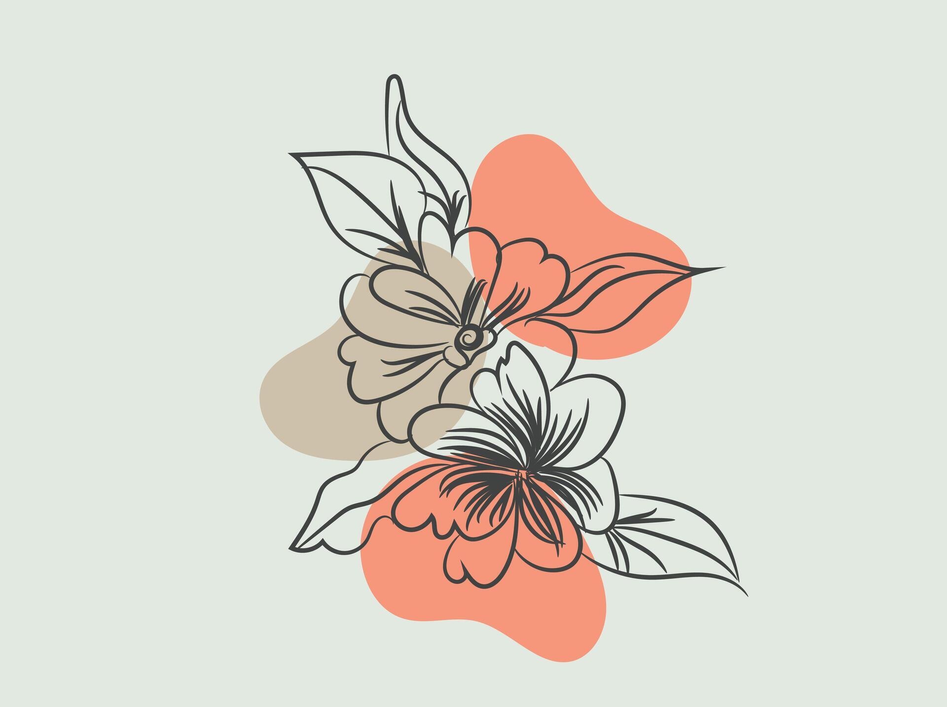 hand drawn flat design simple flower outline Stock Free