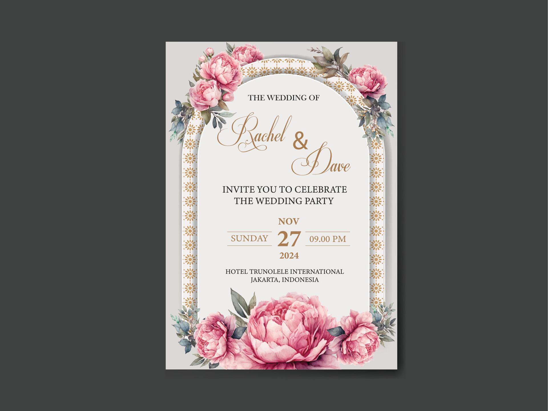 wedding invitation template with flowers Stock Free