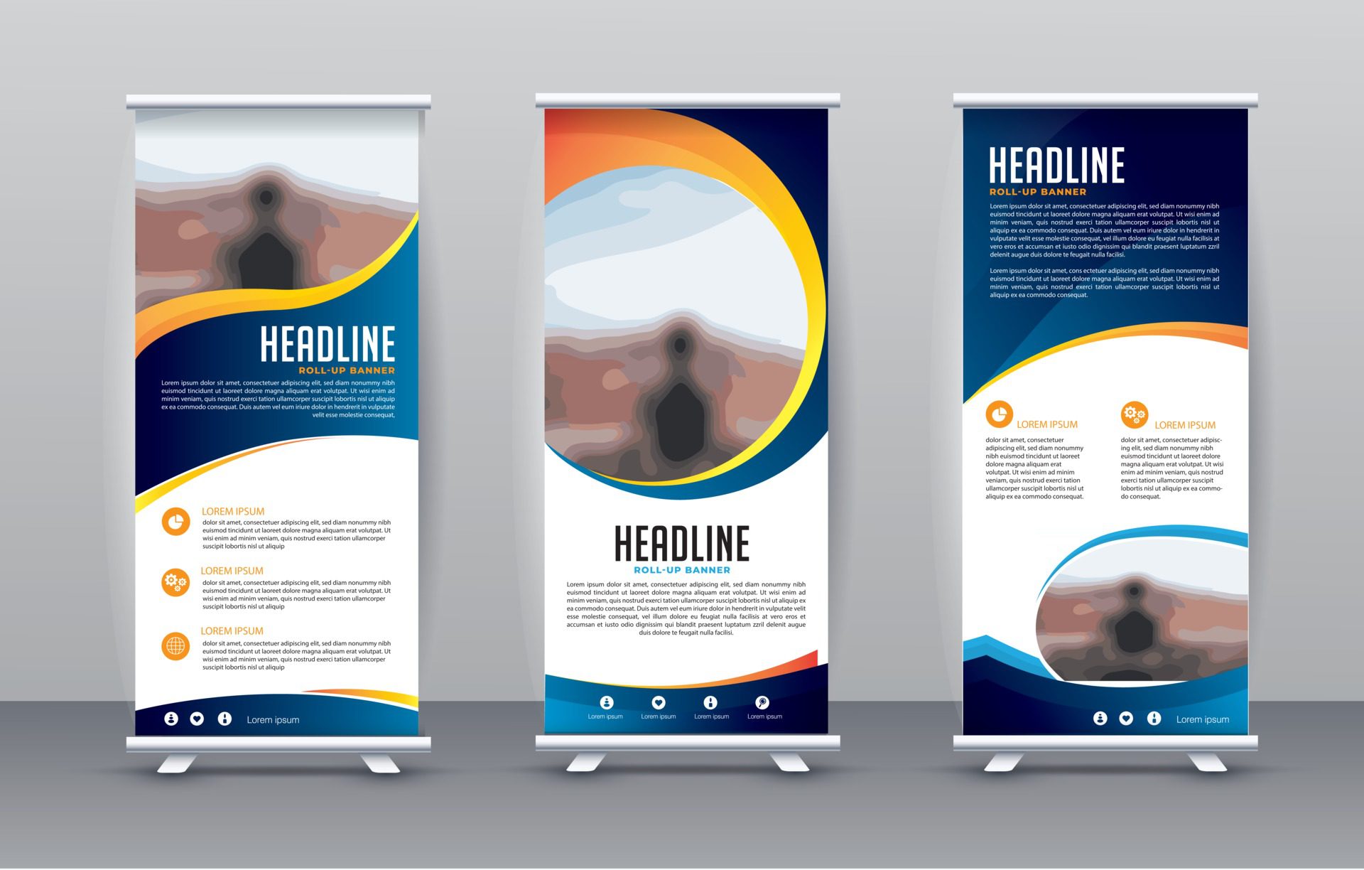 roll up design template for banner advertising Free Vector