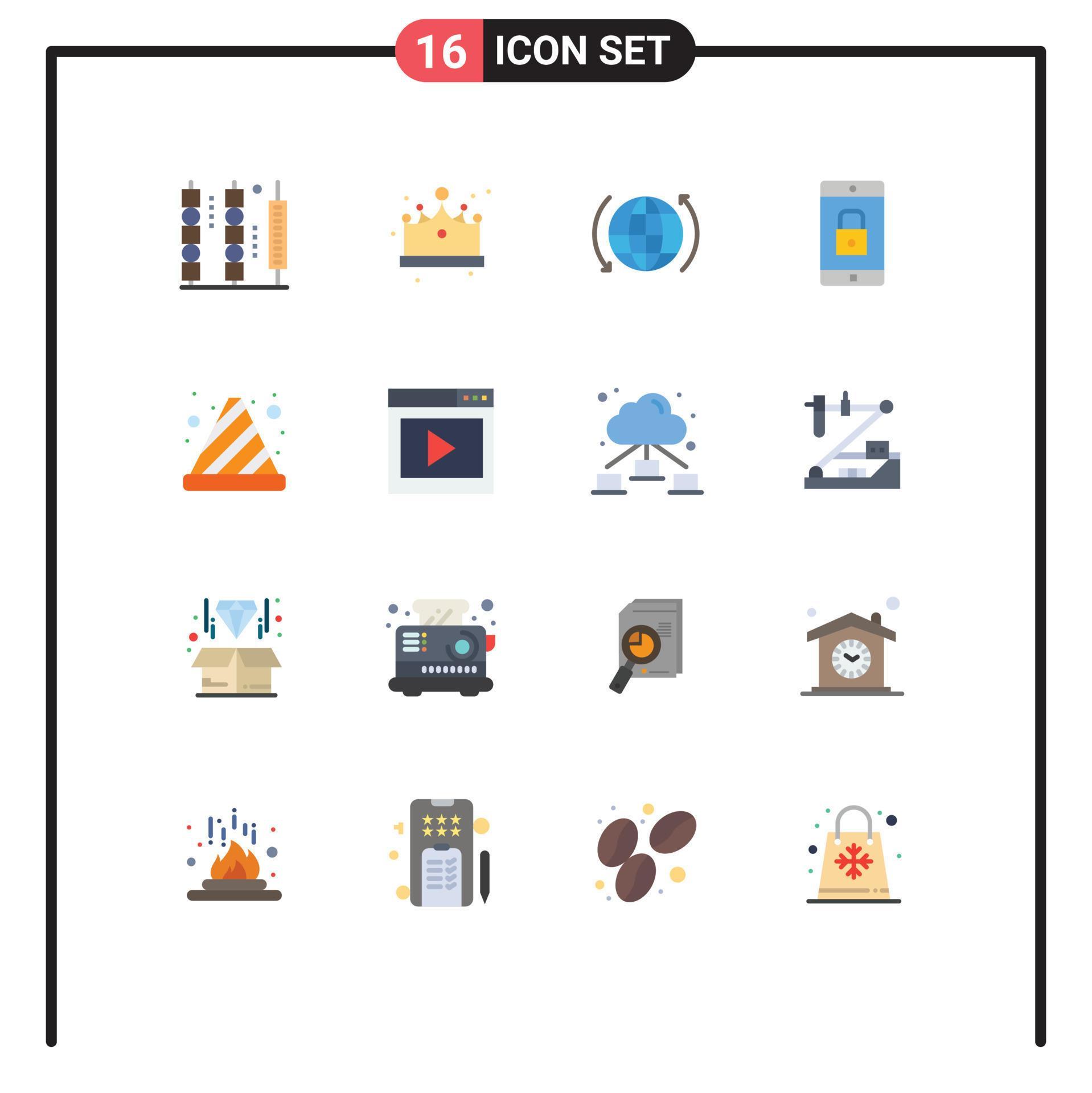 Set of 16 Modern UI Icons Symbols Signs for mobile application lock application cap lock arrow Editable Pack of Creative Vector Design Elements Stock Free