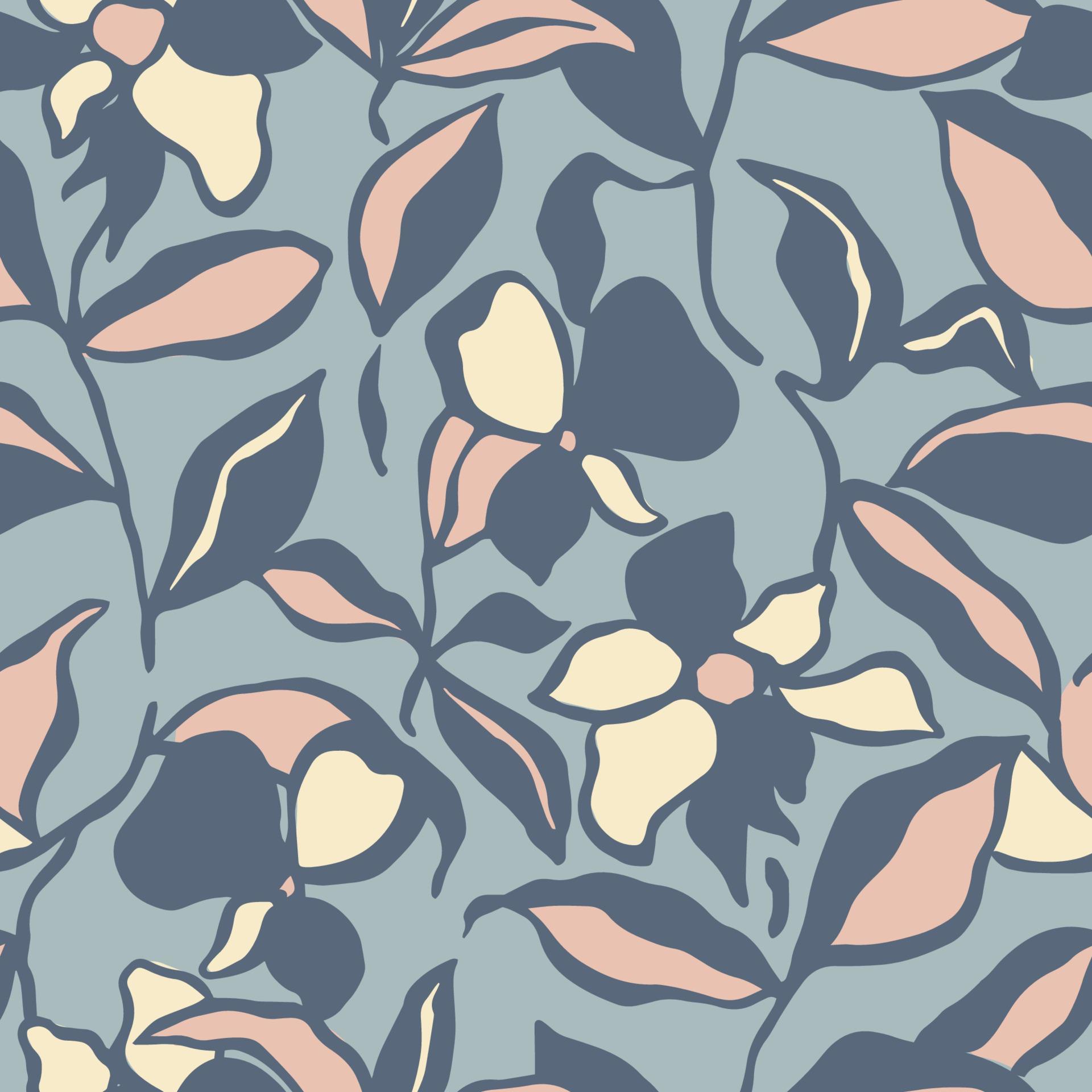 Vector flower and leaf illustration seamless repeat pattern Stock Free