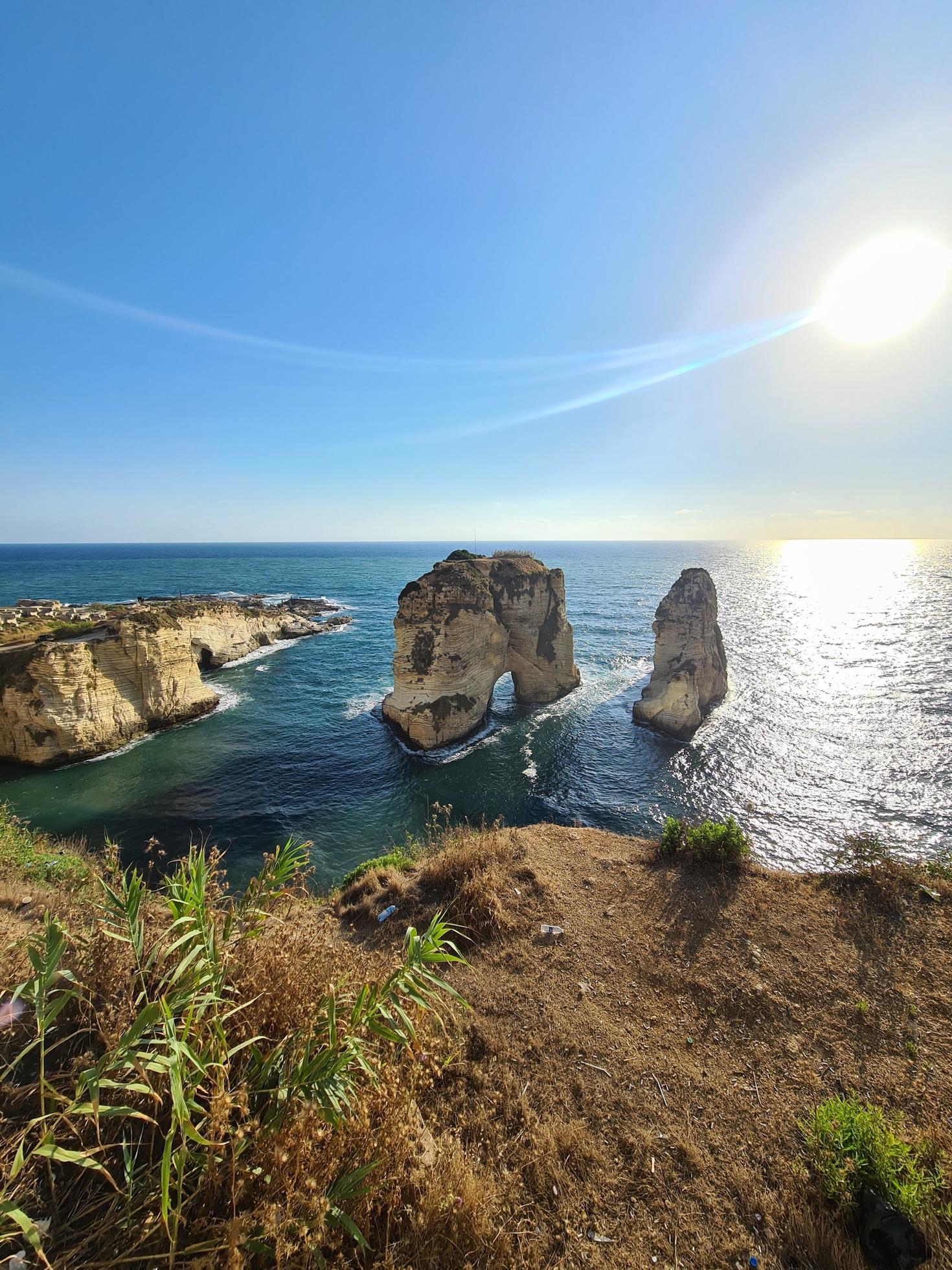 Breathtaking View Of The Ocean And The Rock Of Raouche In Lebanon Stock Free