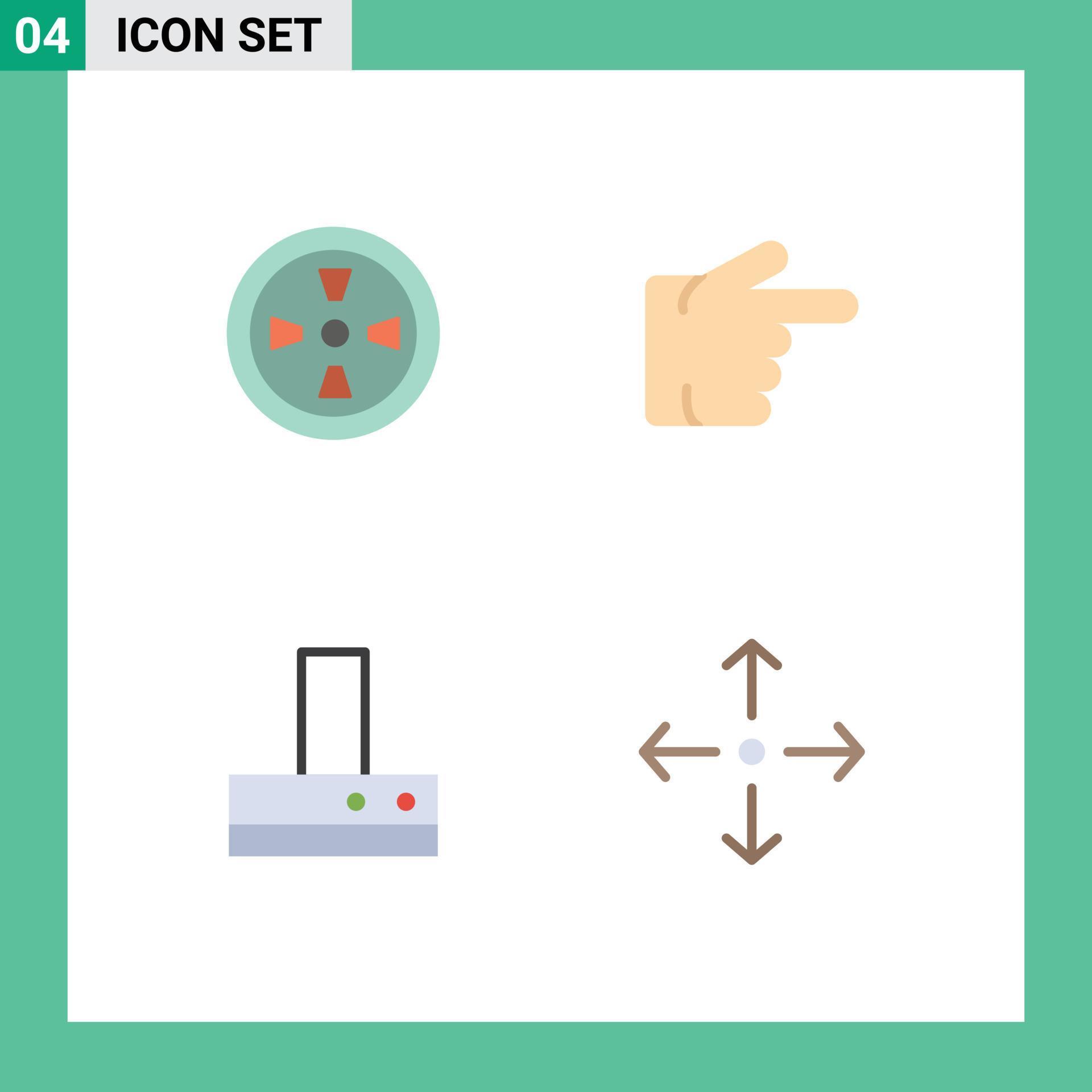 Group of 4 Flat Icons Signs and Symbols for fan arrow finger extractor full screen Editable Vector Design Elements Stock Free