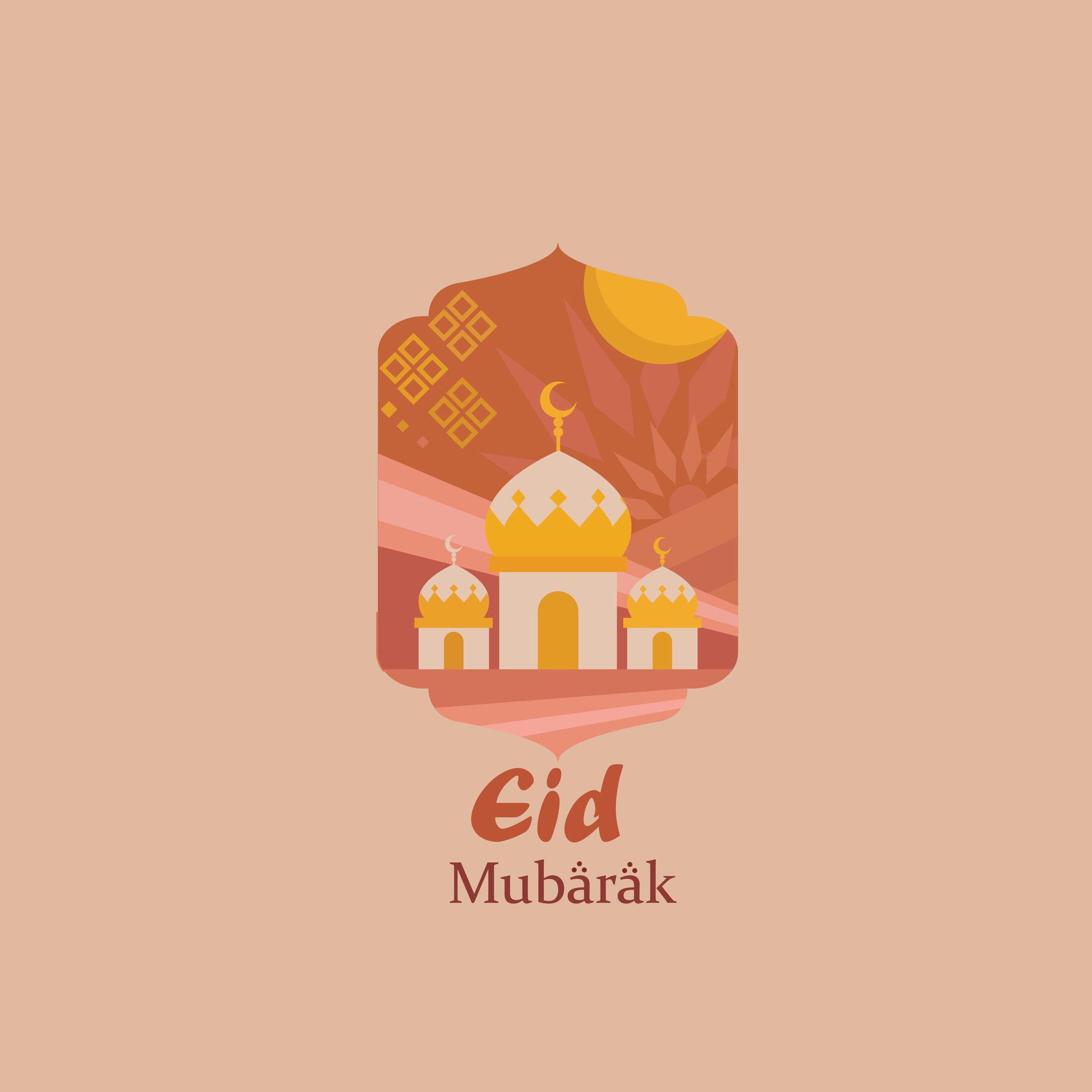 Happy Eid Mubarak vector set,suitable for greeting card, posters, and banners Free Vector