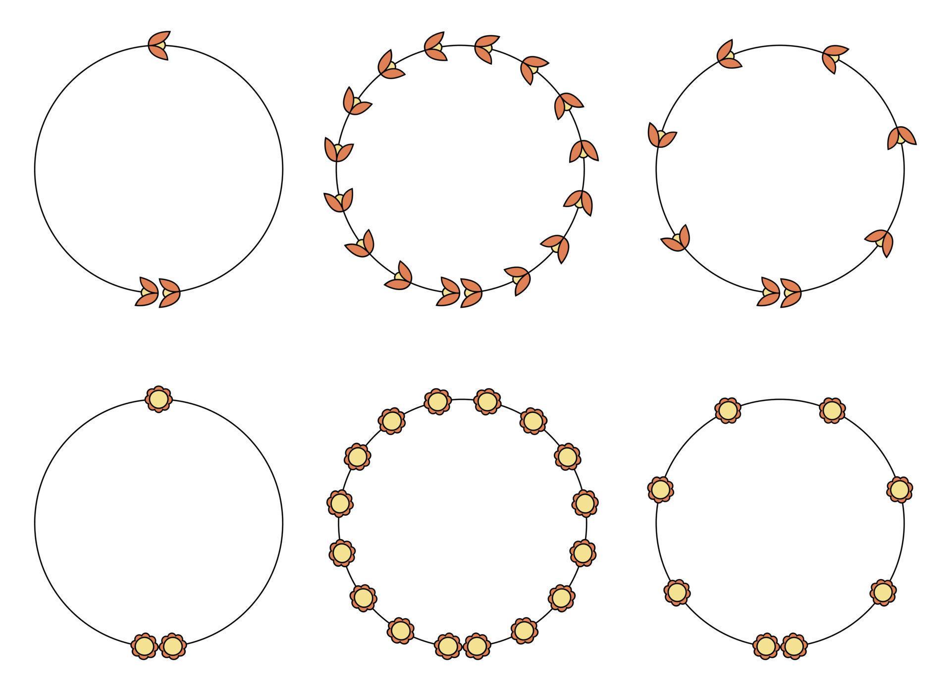 Circle frame decoration element with flowers clip art Stock Free