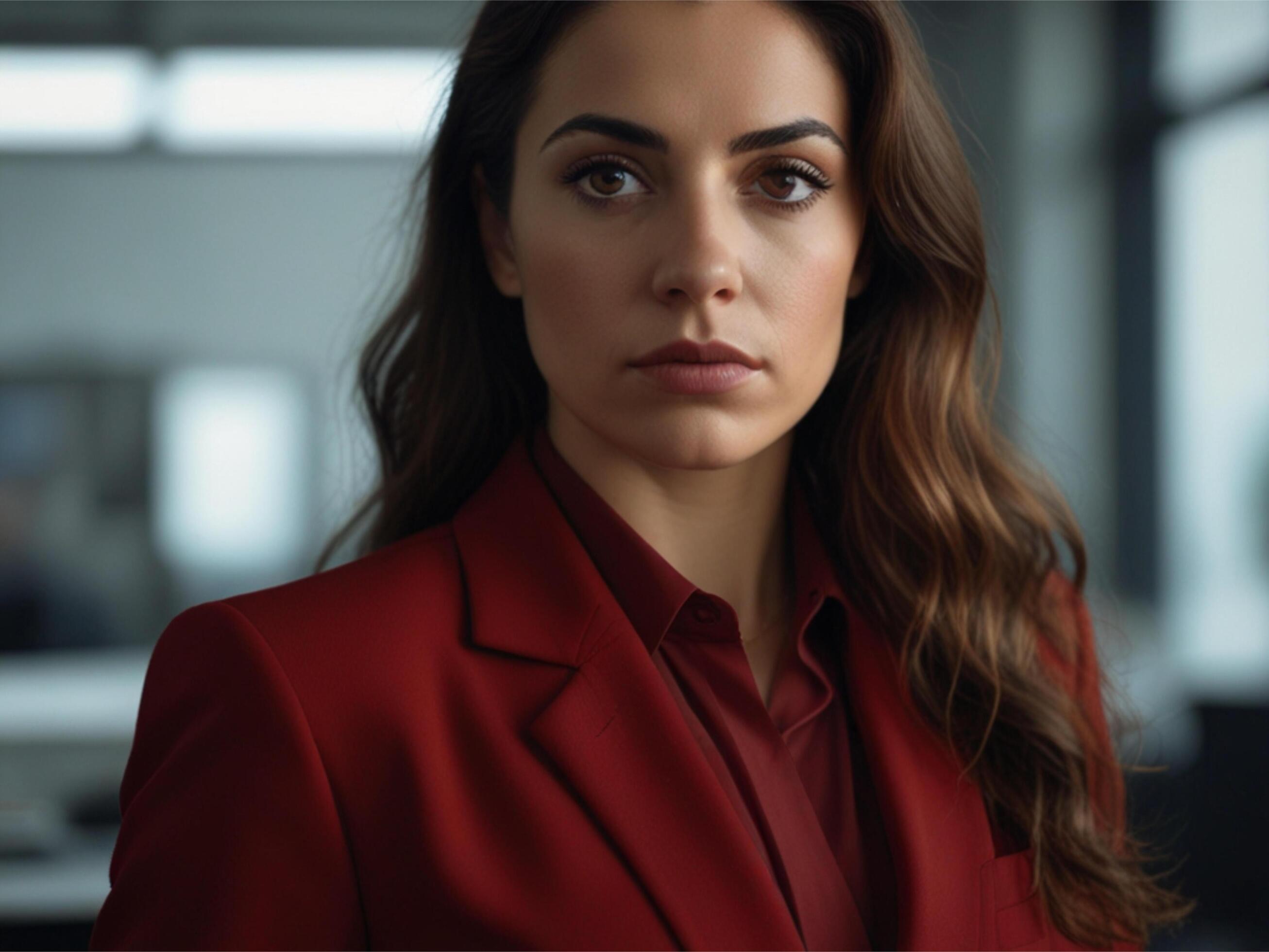 Beautiful Business woman in Red Suit Stock Free