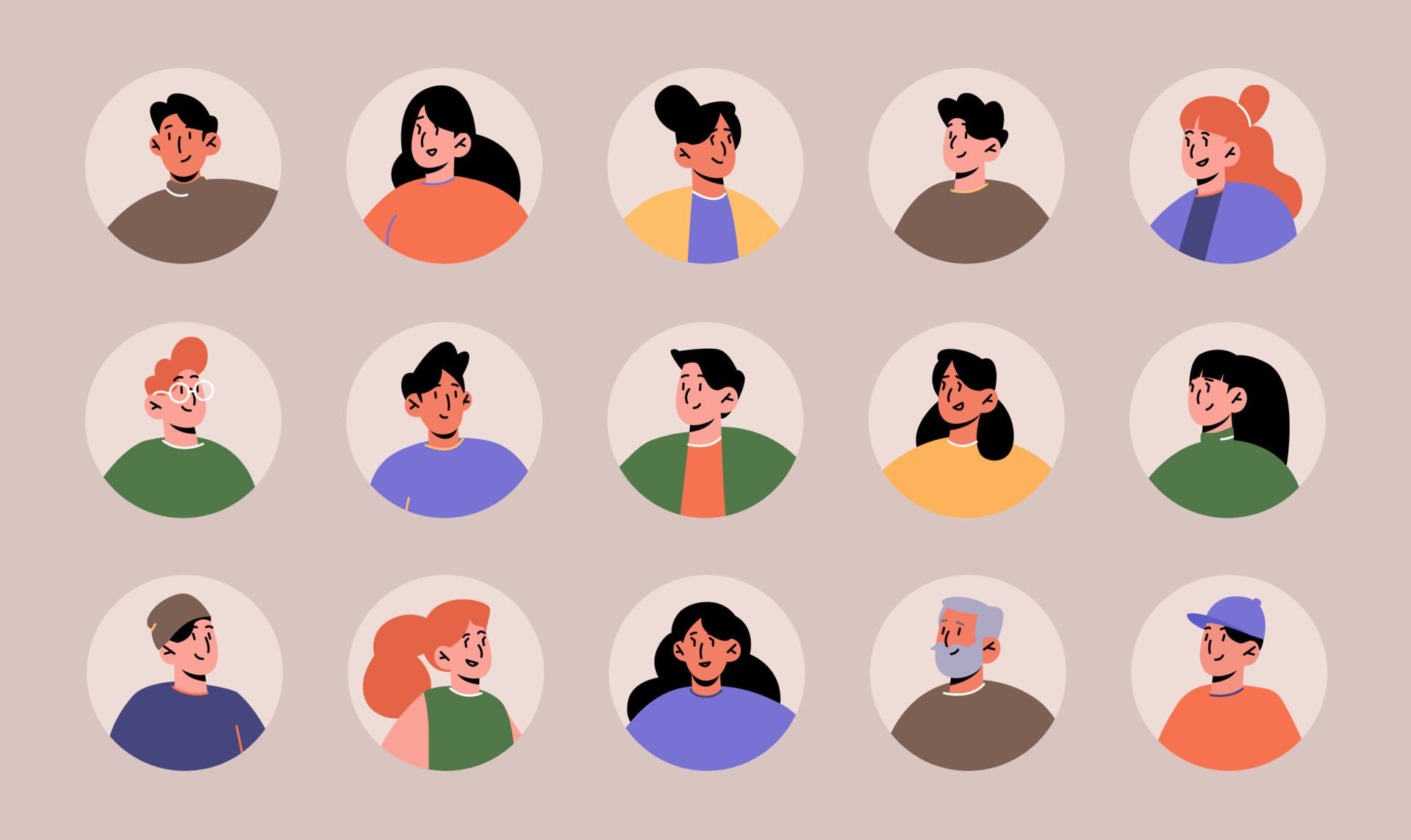 Avatars set with people face for social media Free Vector