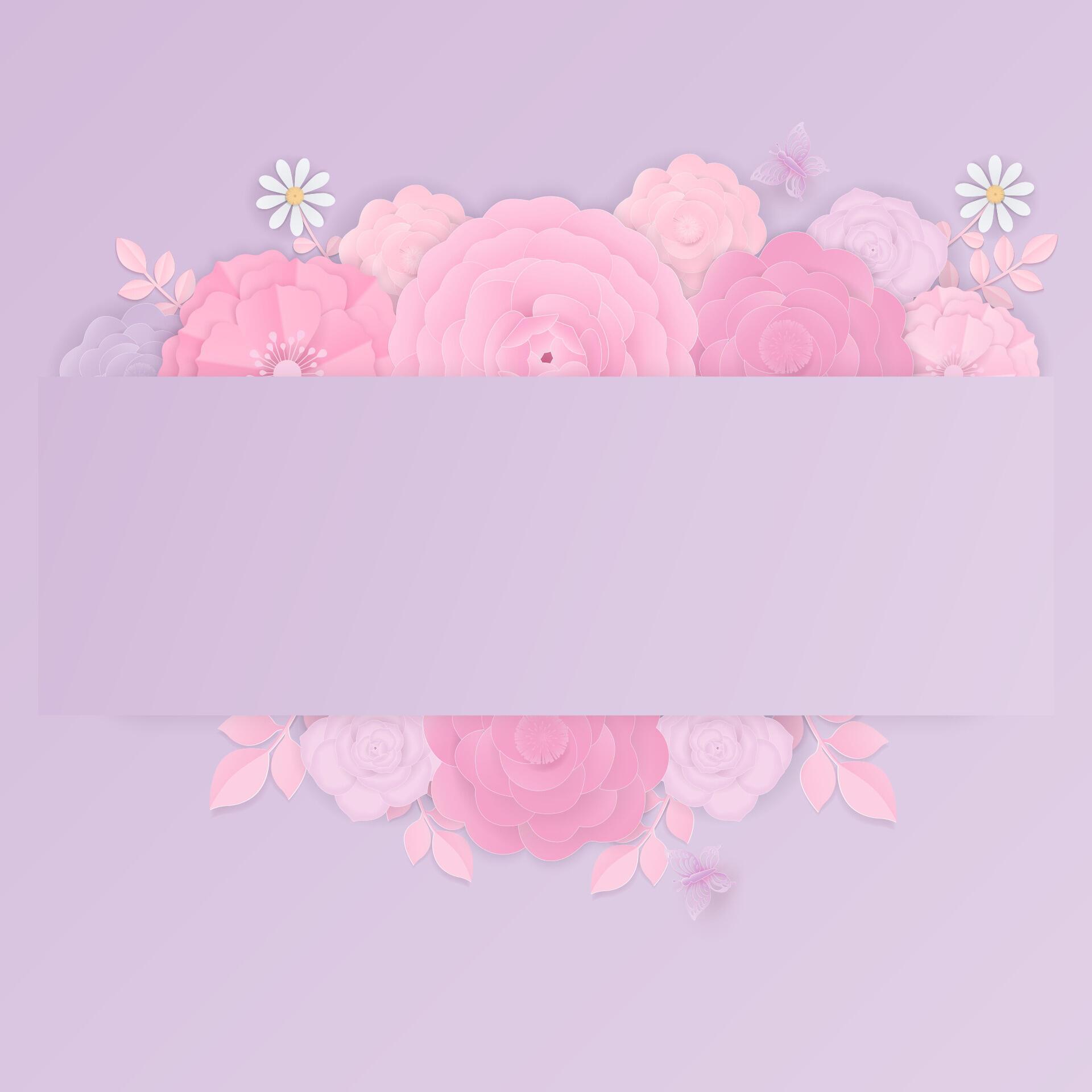 Pastel paper flowers on purple background Stock Free