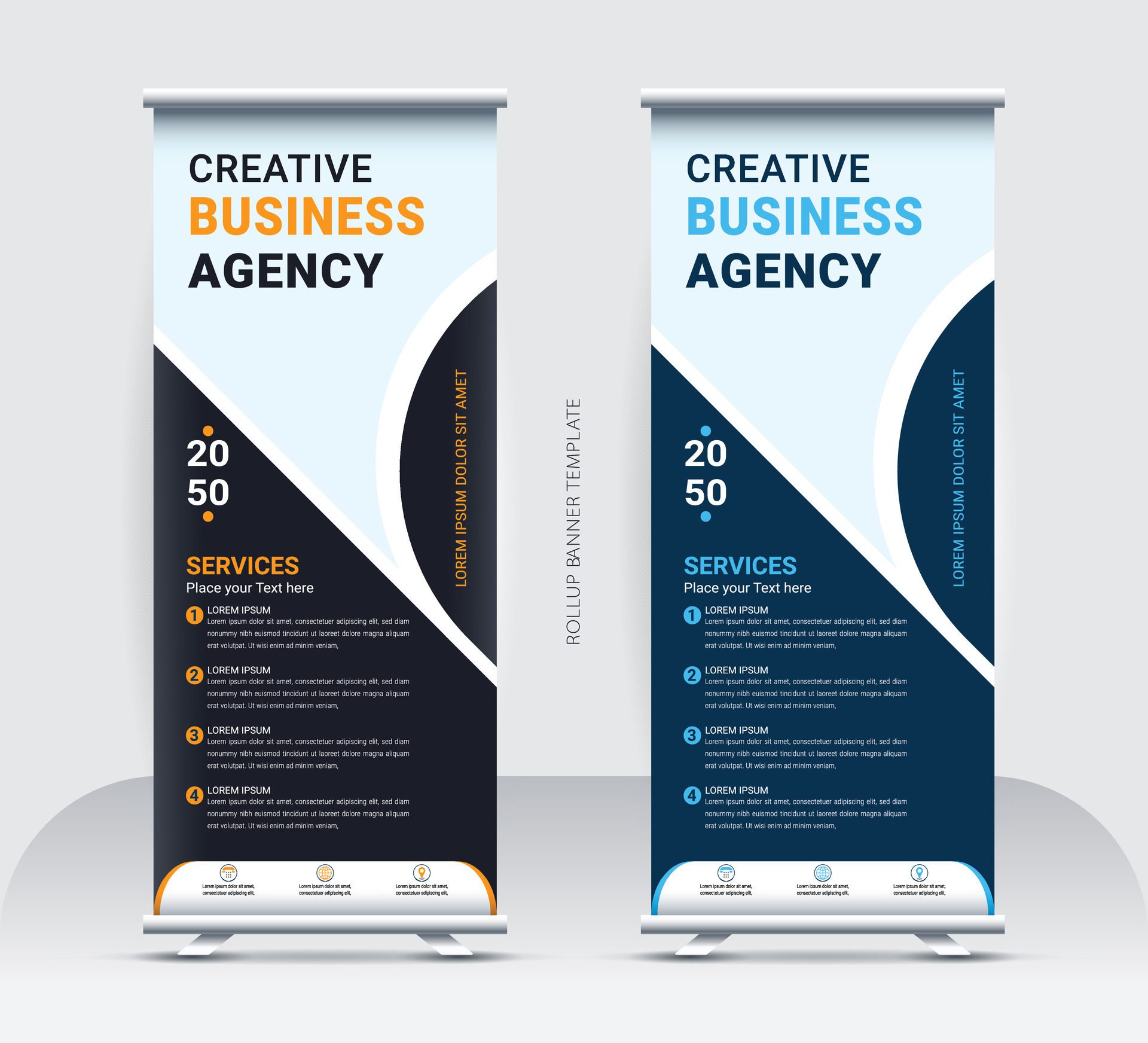 Corporate rollup banner template, advertisement, Free Vector