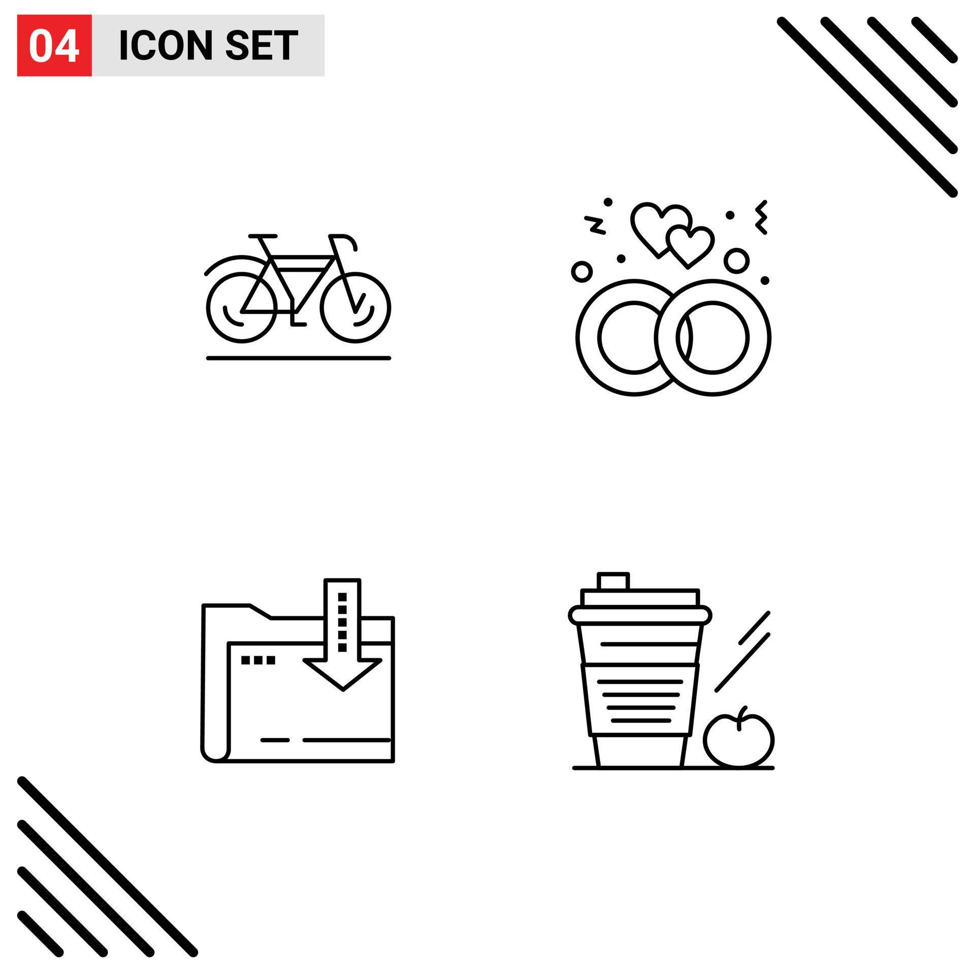 4 Thematic Vector Filledline Flat Colors and Editable Symbols of bicycle dawonlod sport ring arrow Editable Vector Design Elements Stock Free