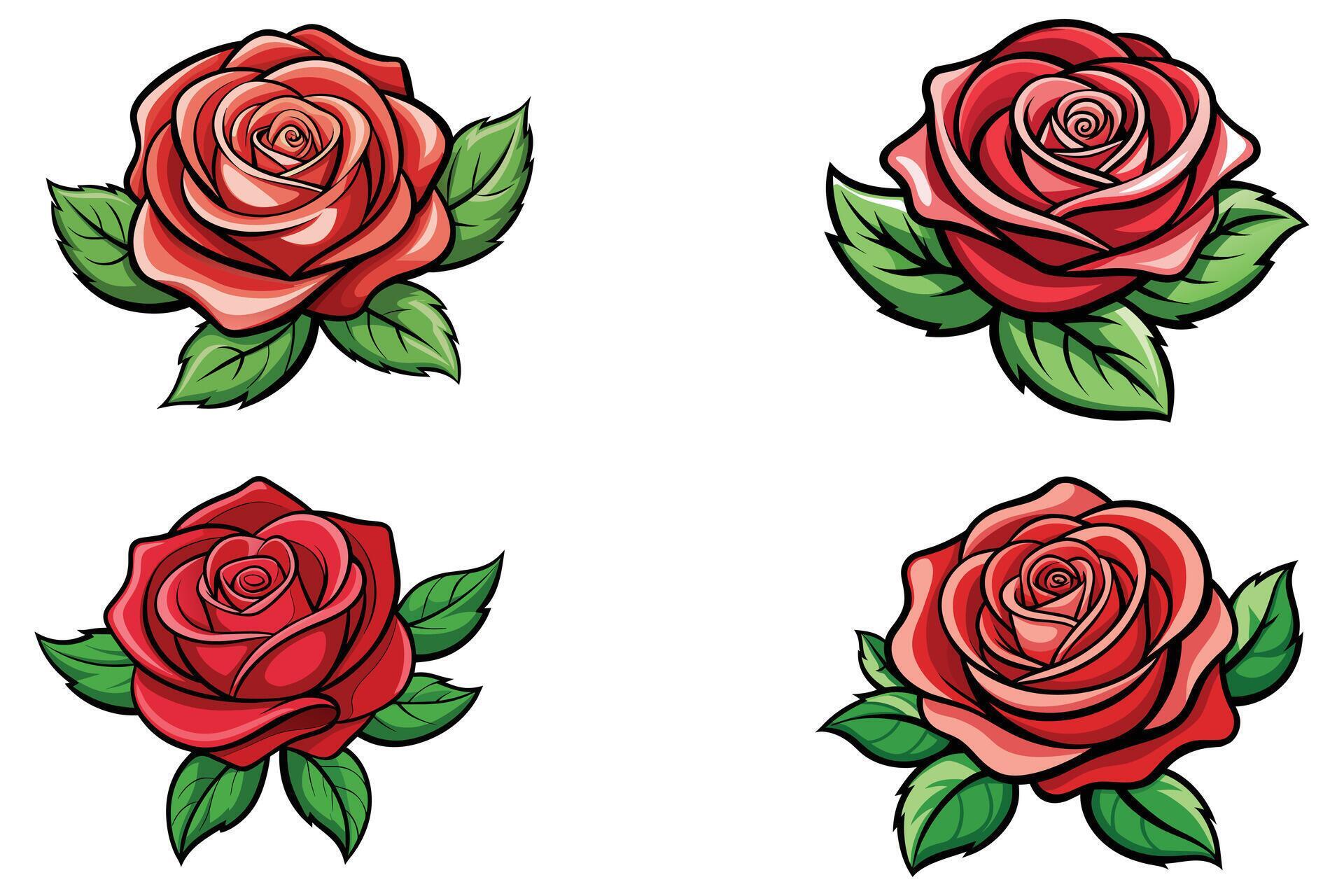 Rose flower set vector design illustration Stock Free