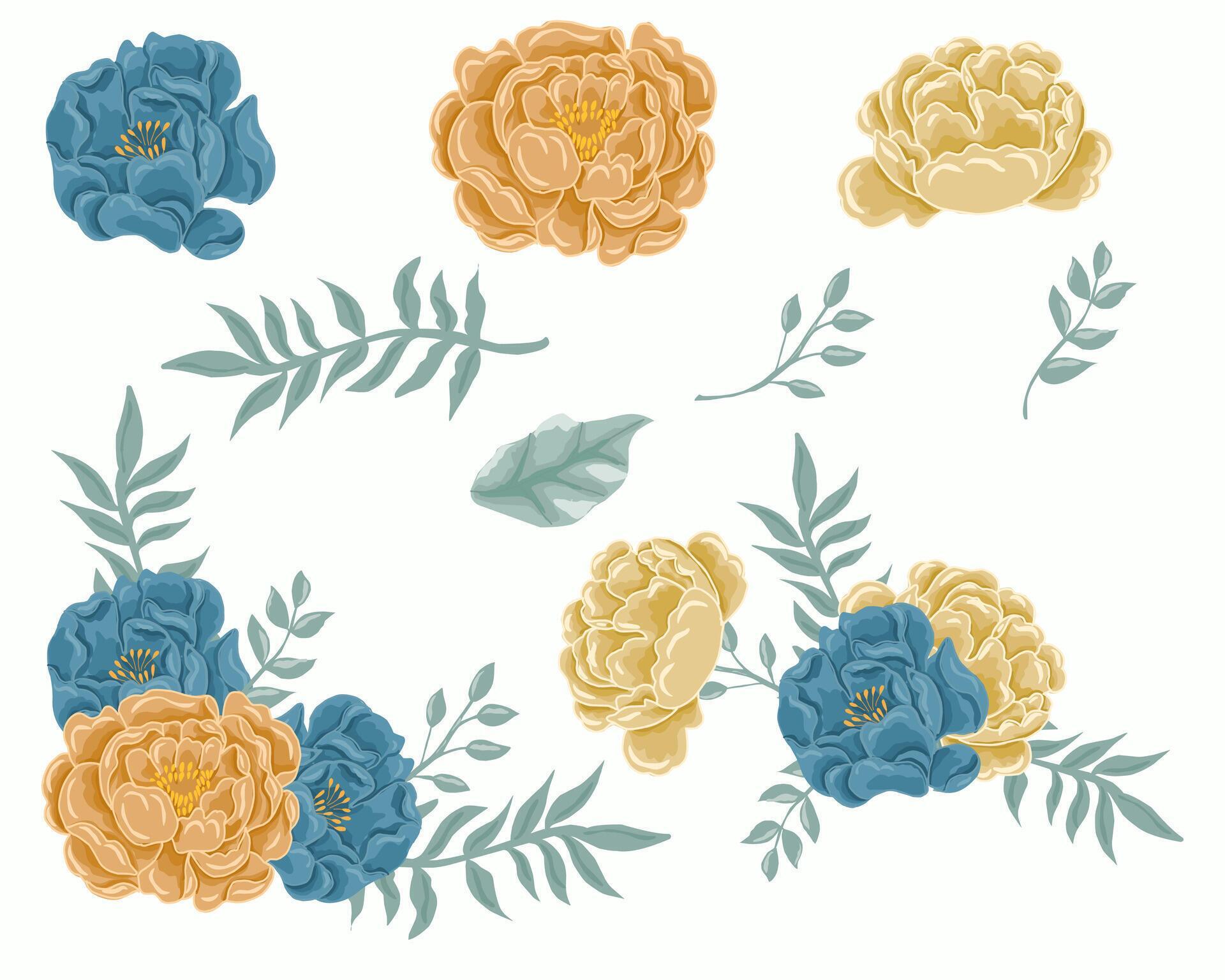 Vintage Blue and Orange Rose Flower Stock Free