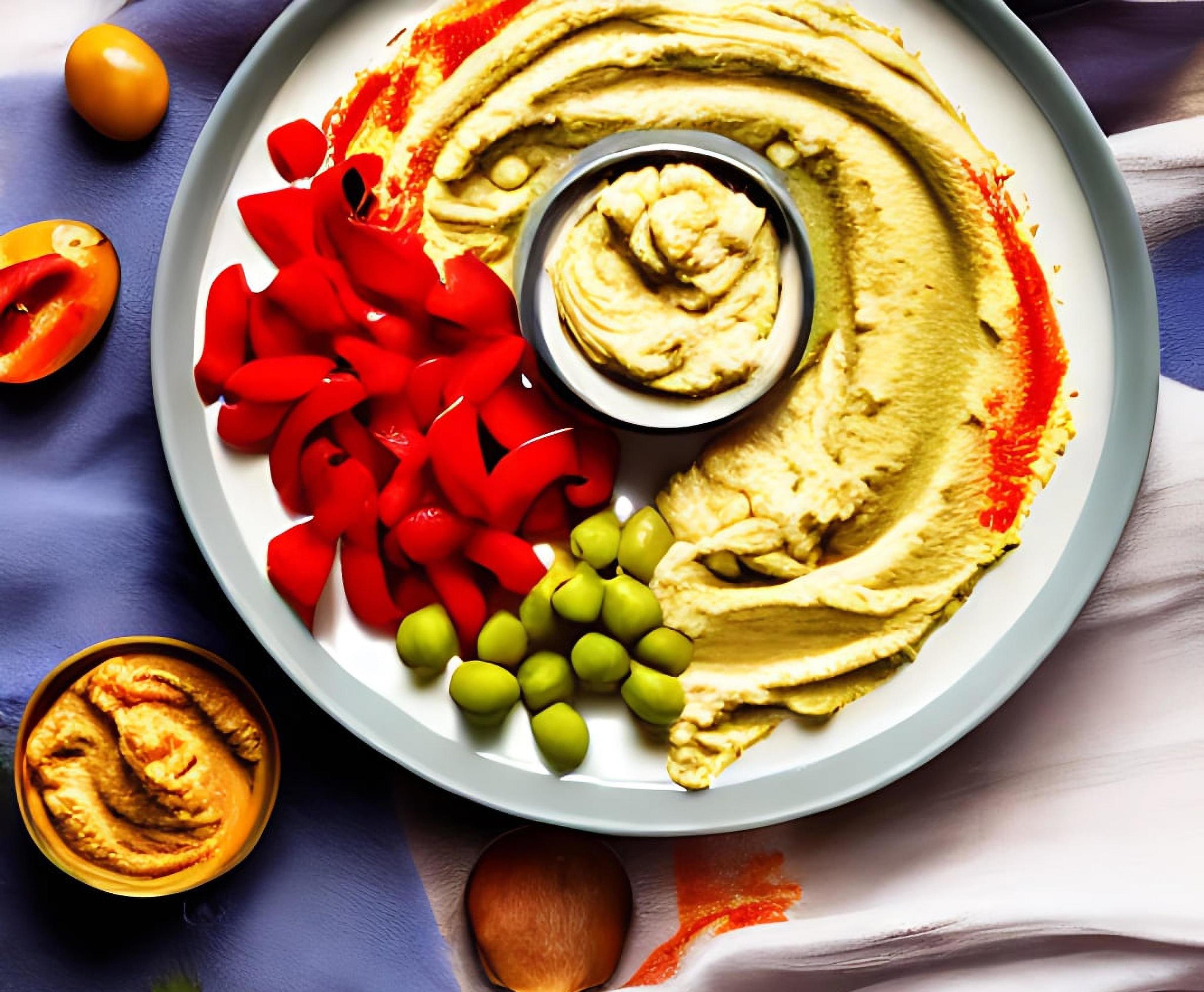 Healthy food. Traditional freshly made organic hummus. Stock Free