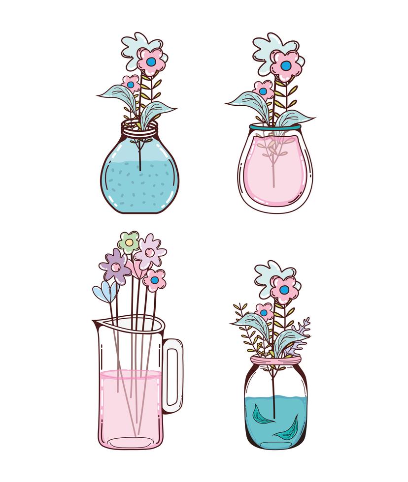 Set of flowers cartoons Stock Free