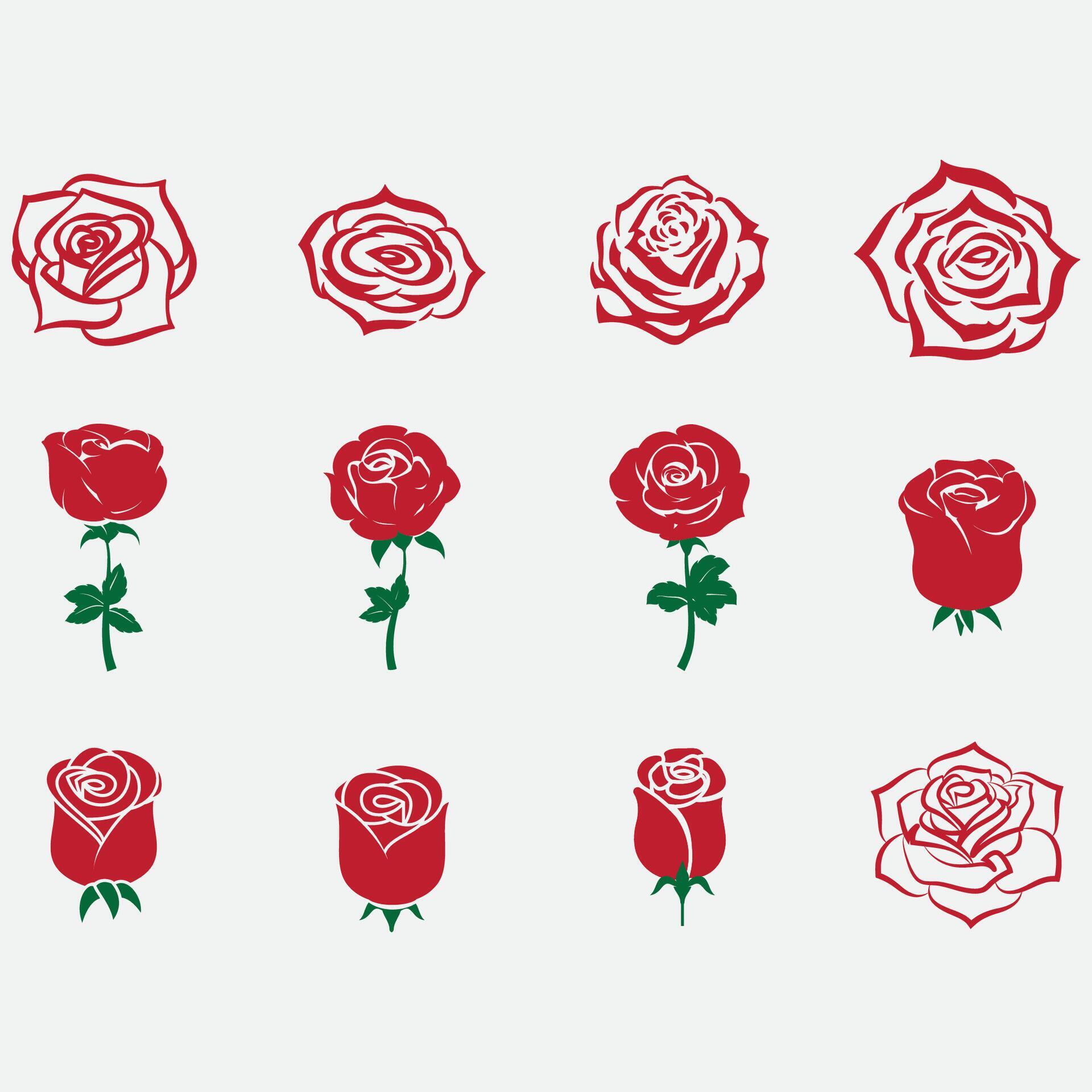 collection of rose flower logos Stock Free