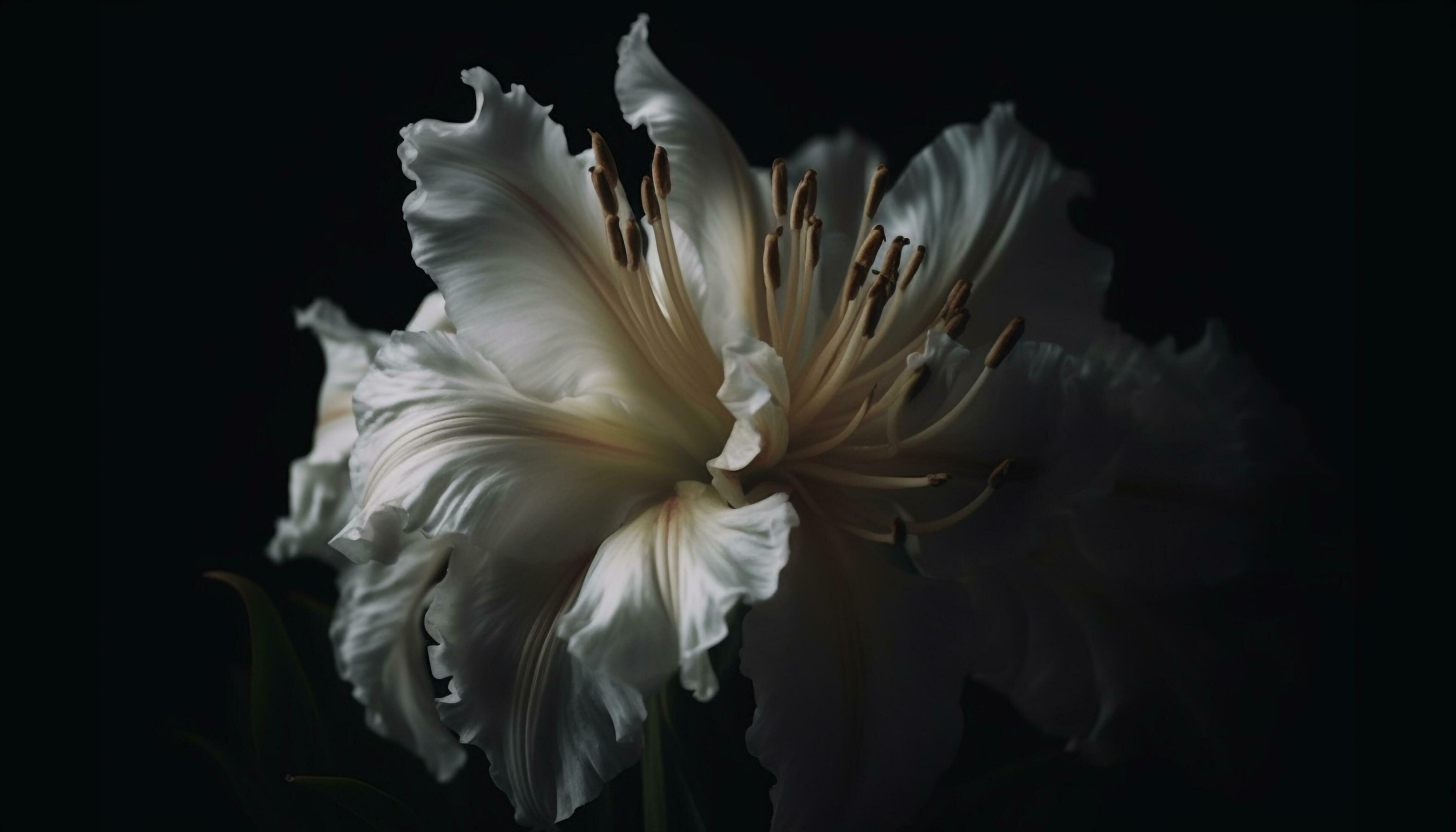 Abstract elegance in nature single flower fragility on black background generated by AI Stock Free