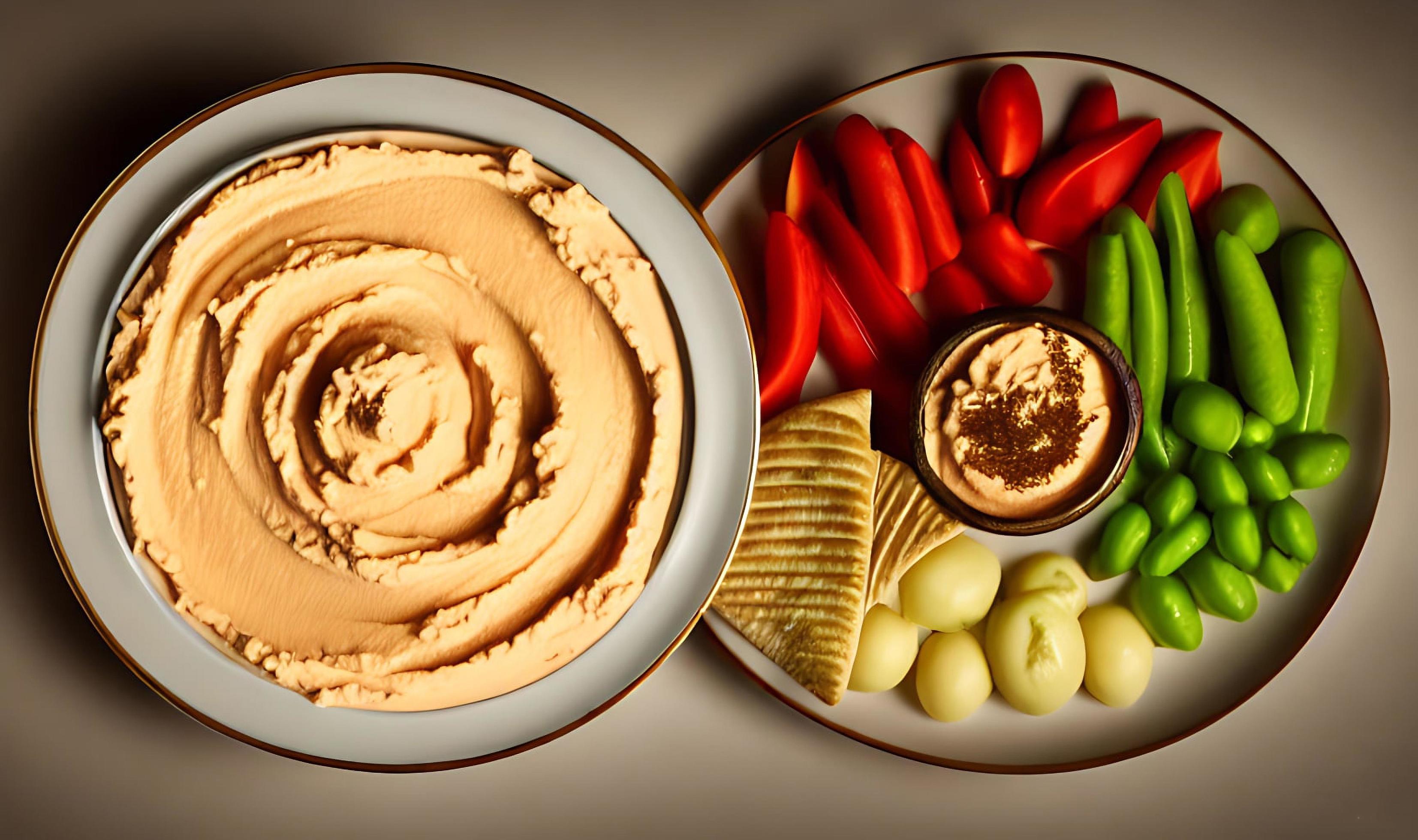 Healthy food. Traditional freshly made organic hummus. Stock Free