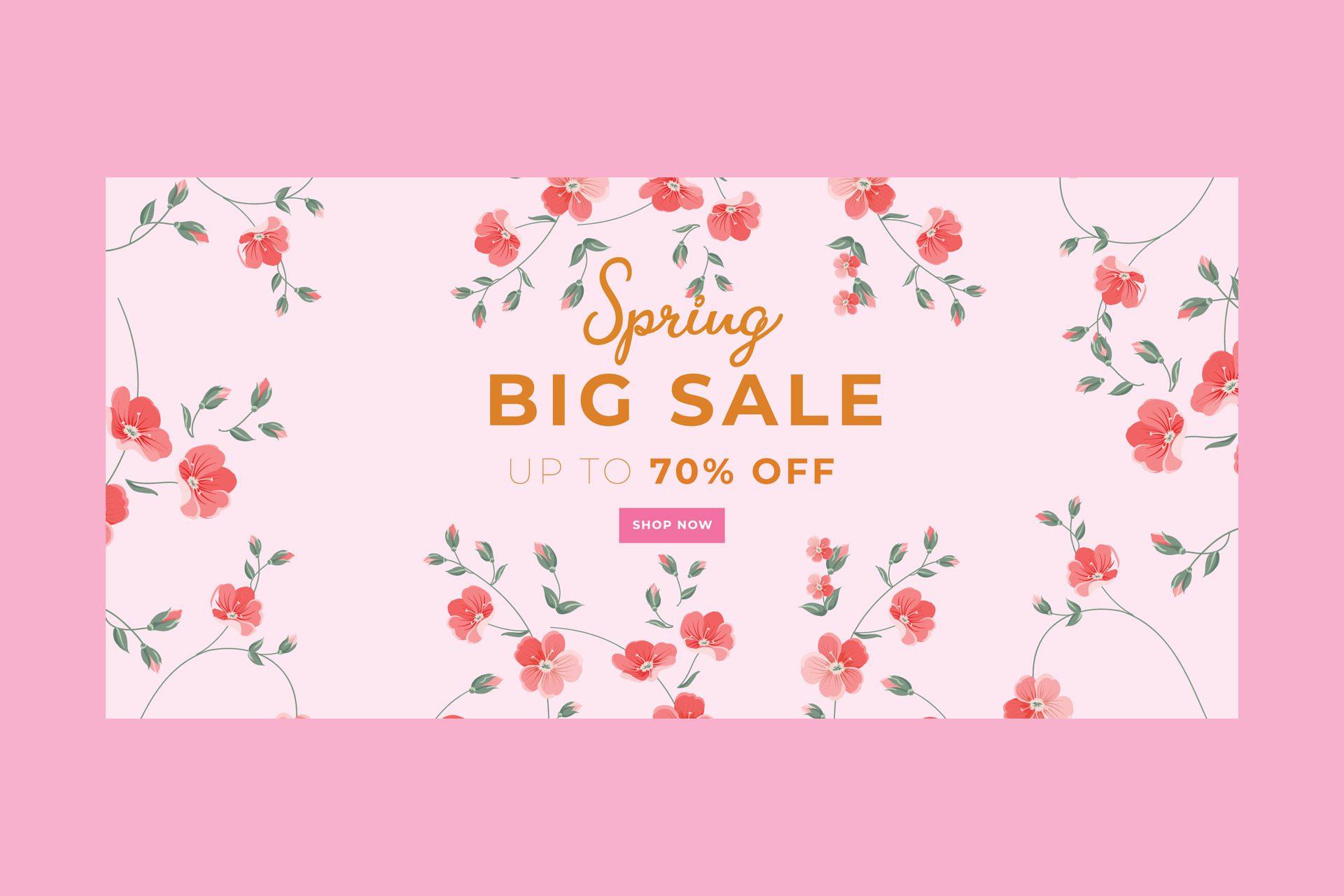 Flat spring sale horizontal banner Free Vector