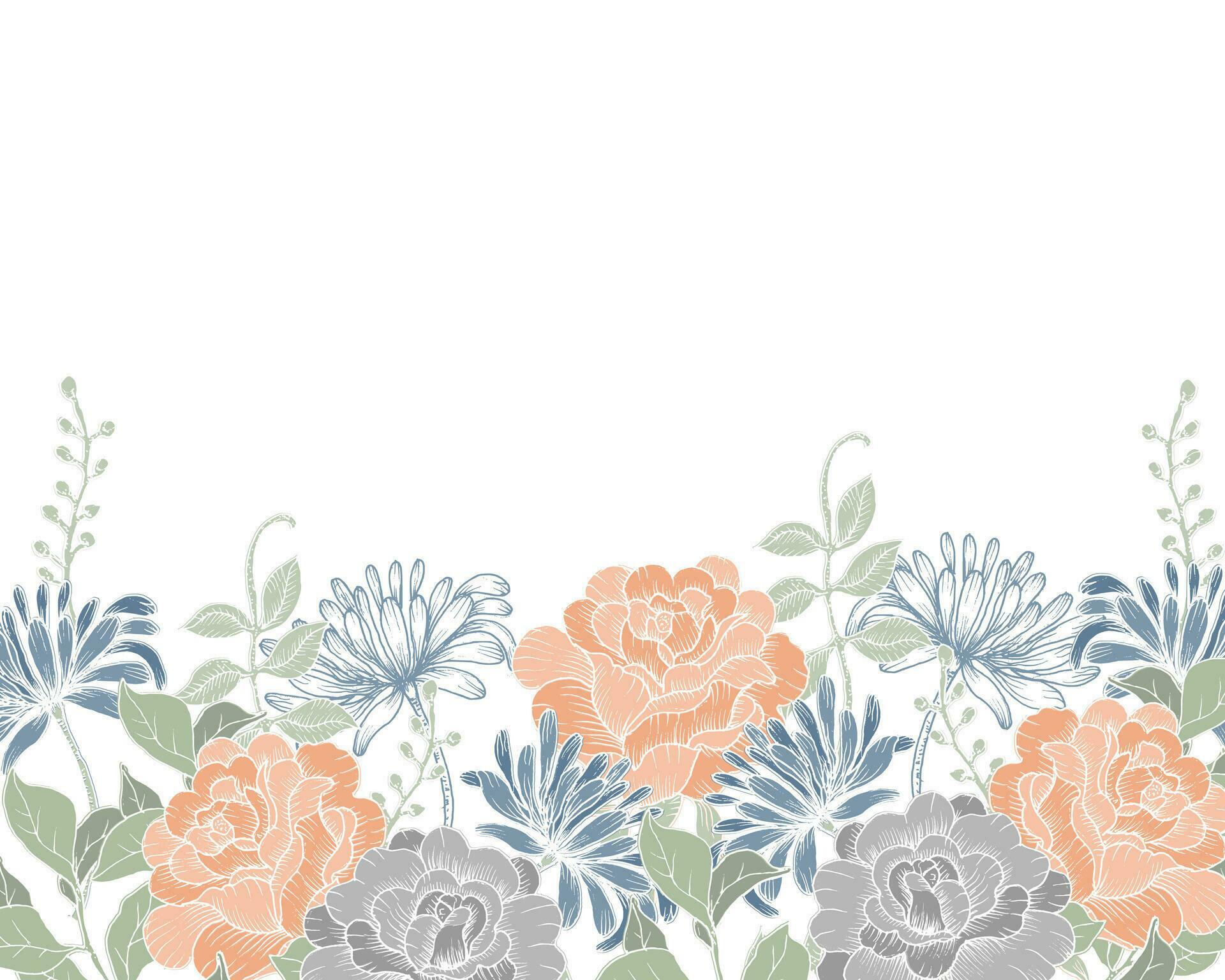 Hand Drawn Vintage Rose and Wild Flower Background Stock Free and Free SVG