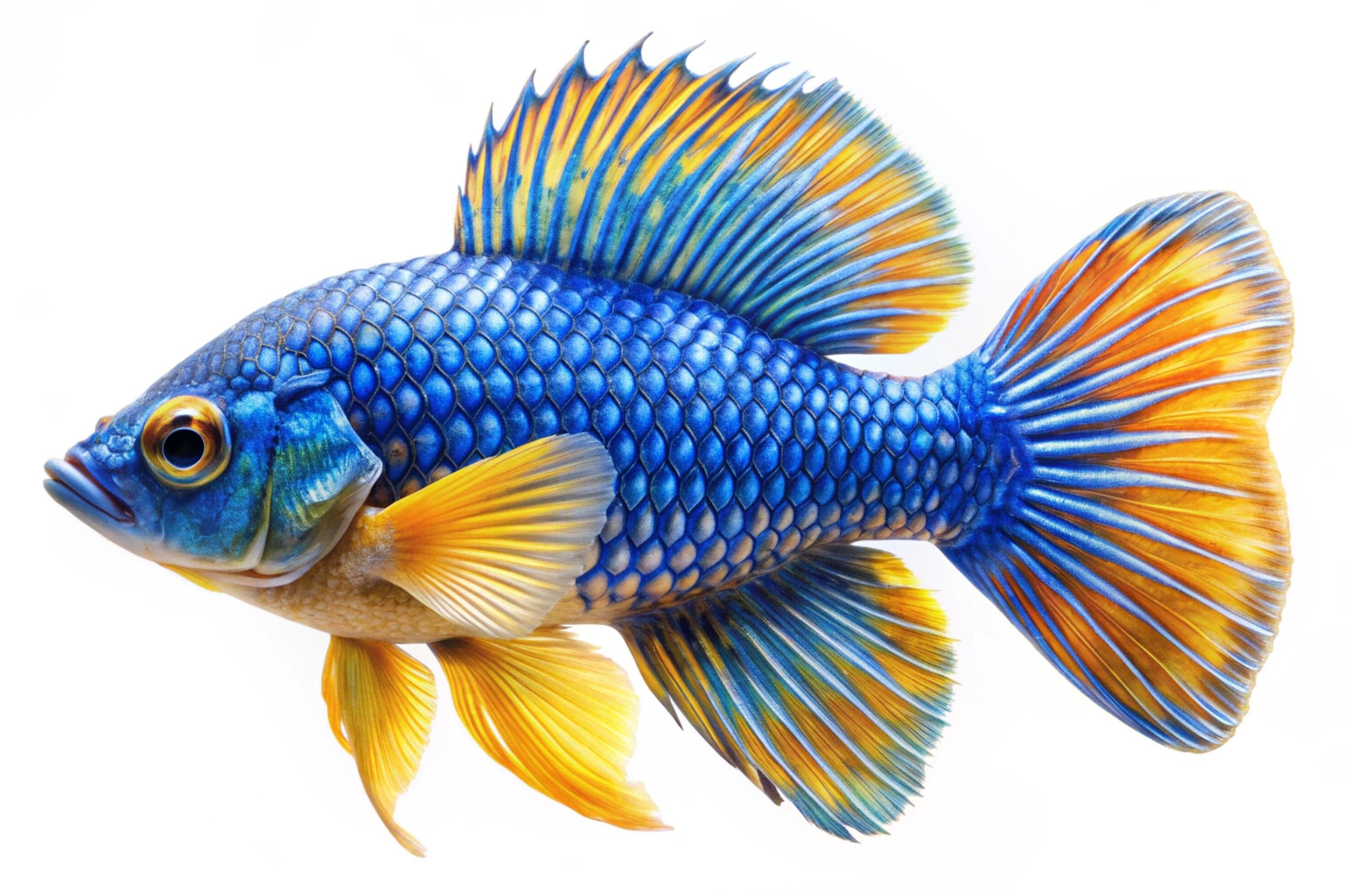 Blue ornamental fish isolated on white background Stock Free