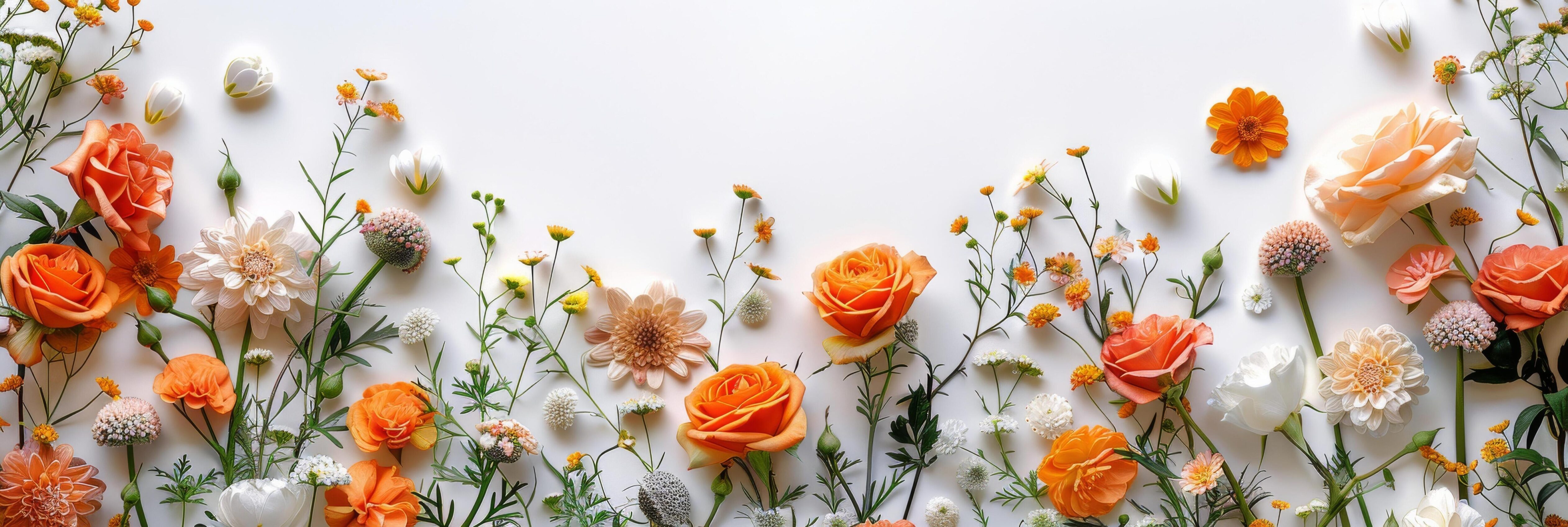 Orange and White Flowers Arranged on White Background Stock Free