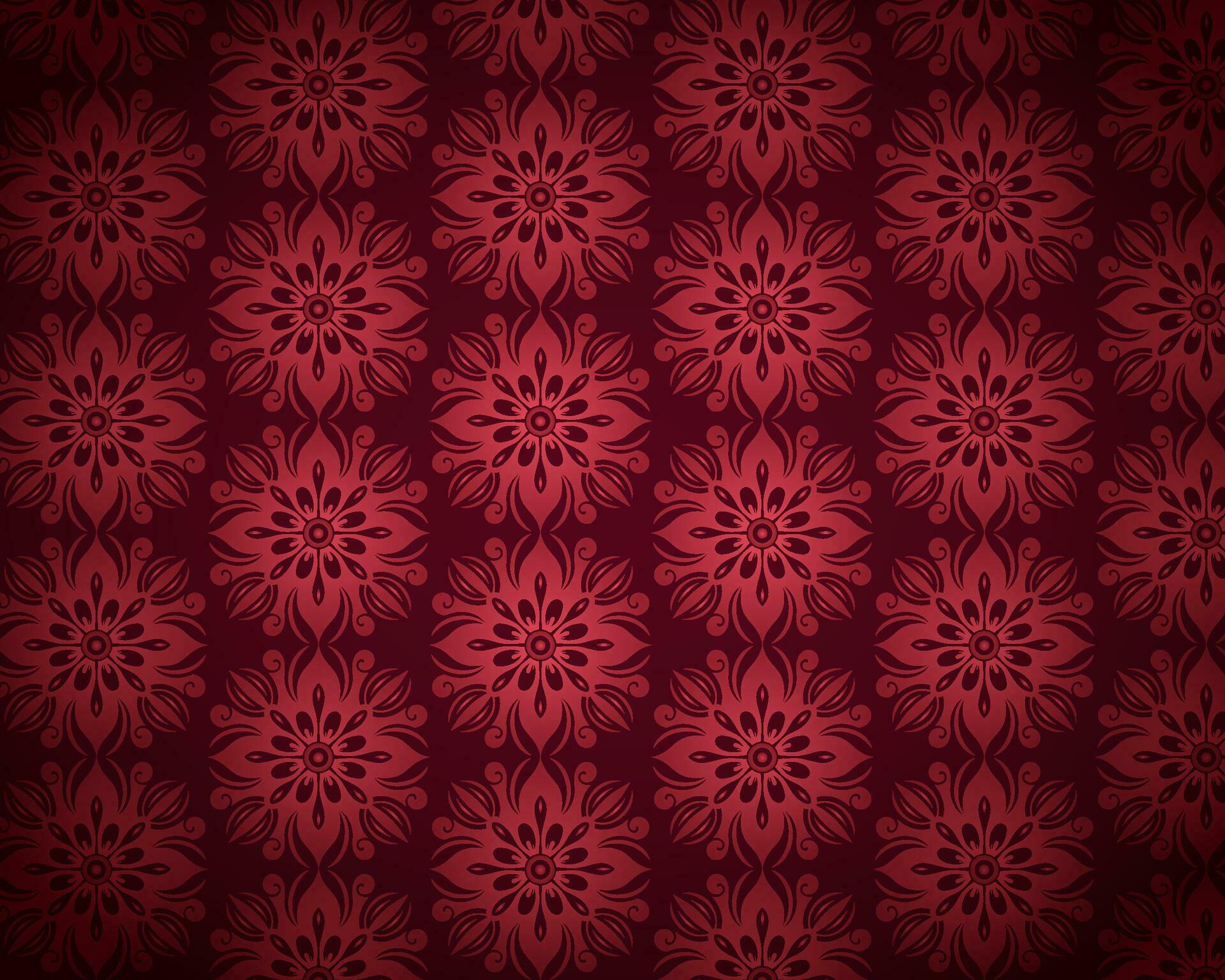 Red Floral Wallpaper with Symmetrical Flowers Stock Free